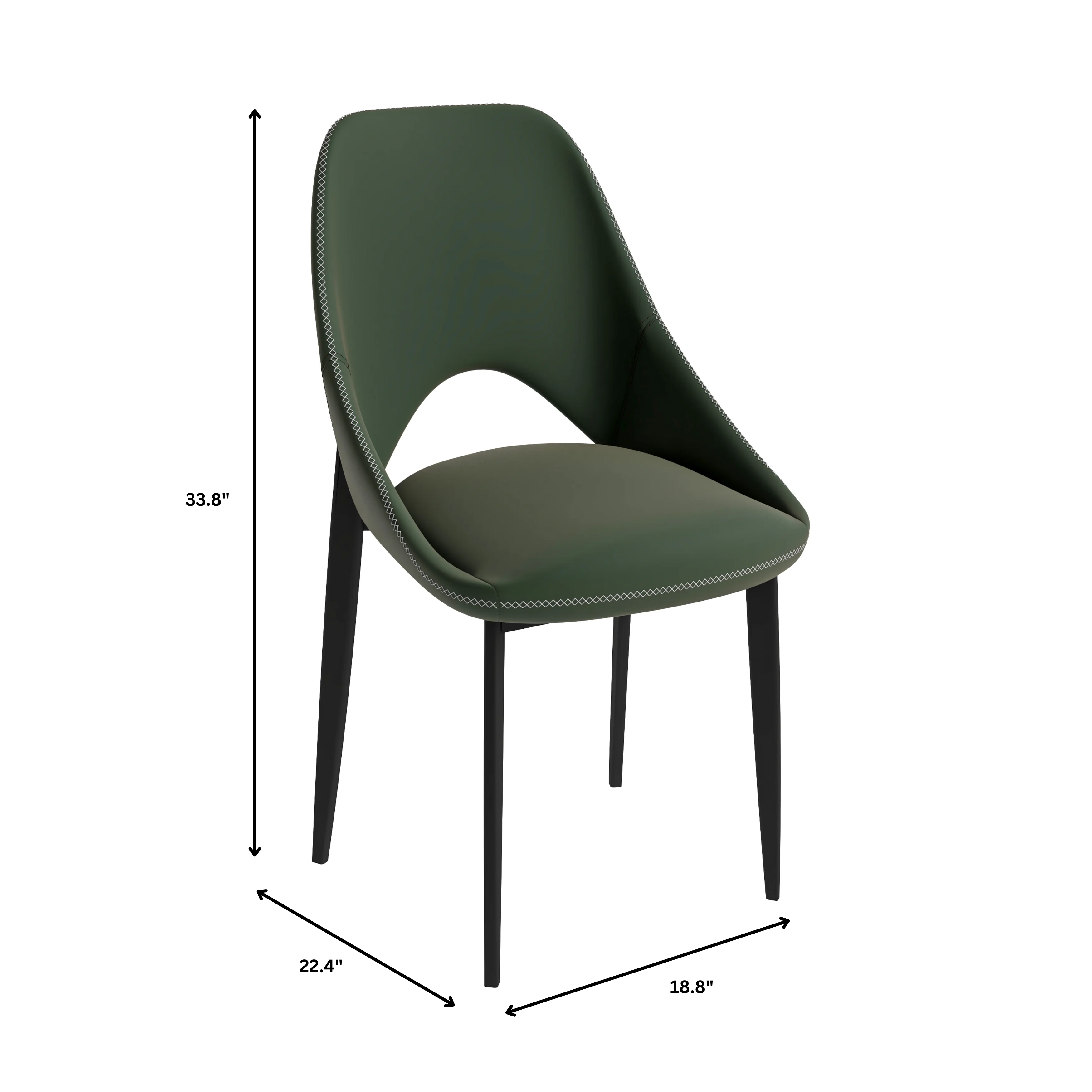 Amalfi Collection Modern Fabric Dining Chair in Olive Green - Set of 2