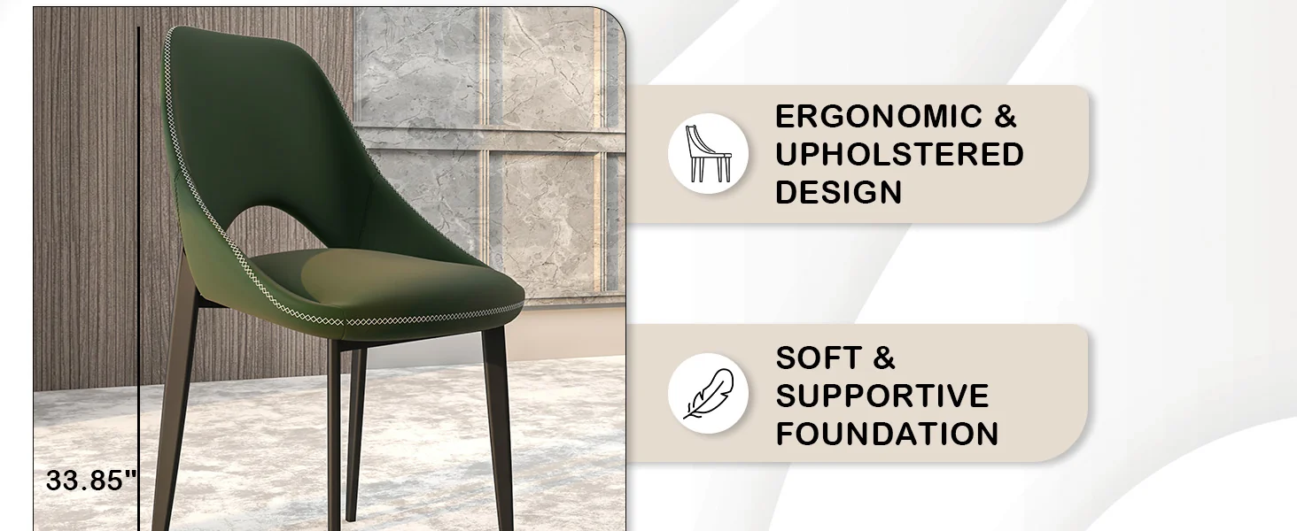 Amalfi Collection Modern Fabric Dining Chair in Olive Green - Set of 4