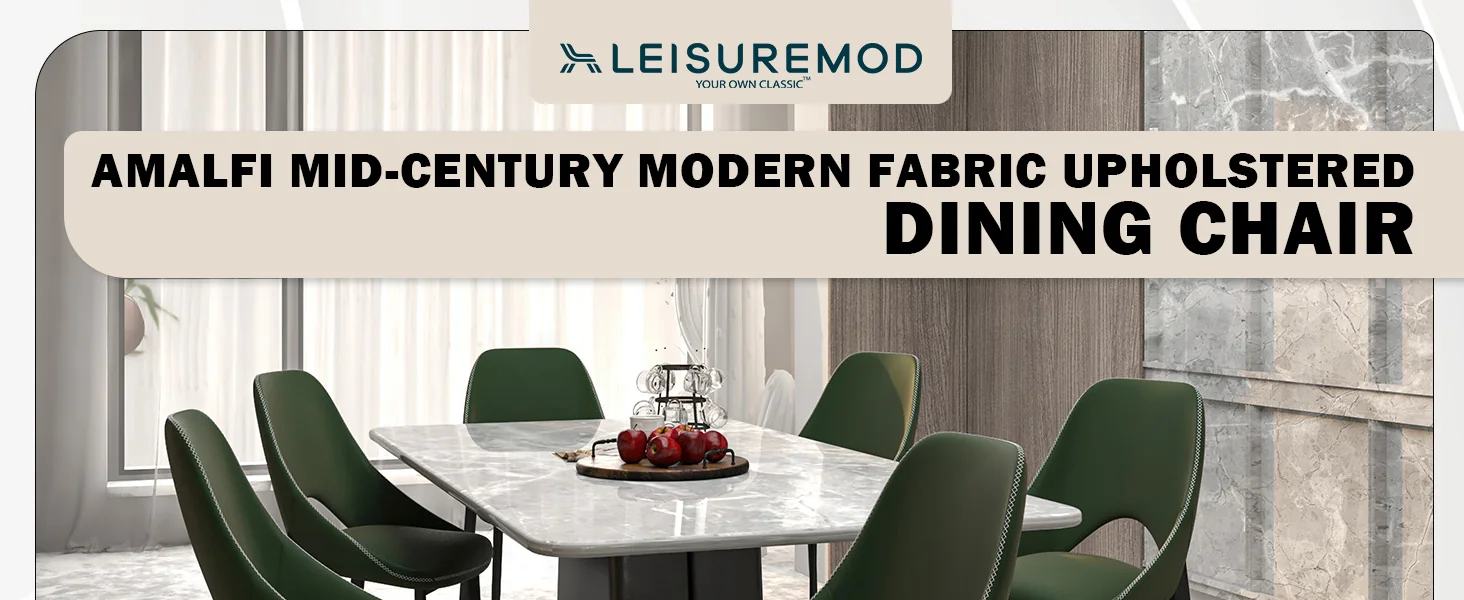 Amalfi Collection Modern Fabric Dining Chair in Olive Green - Set of 4