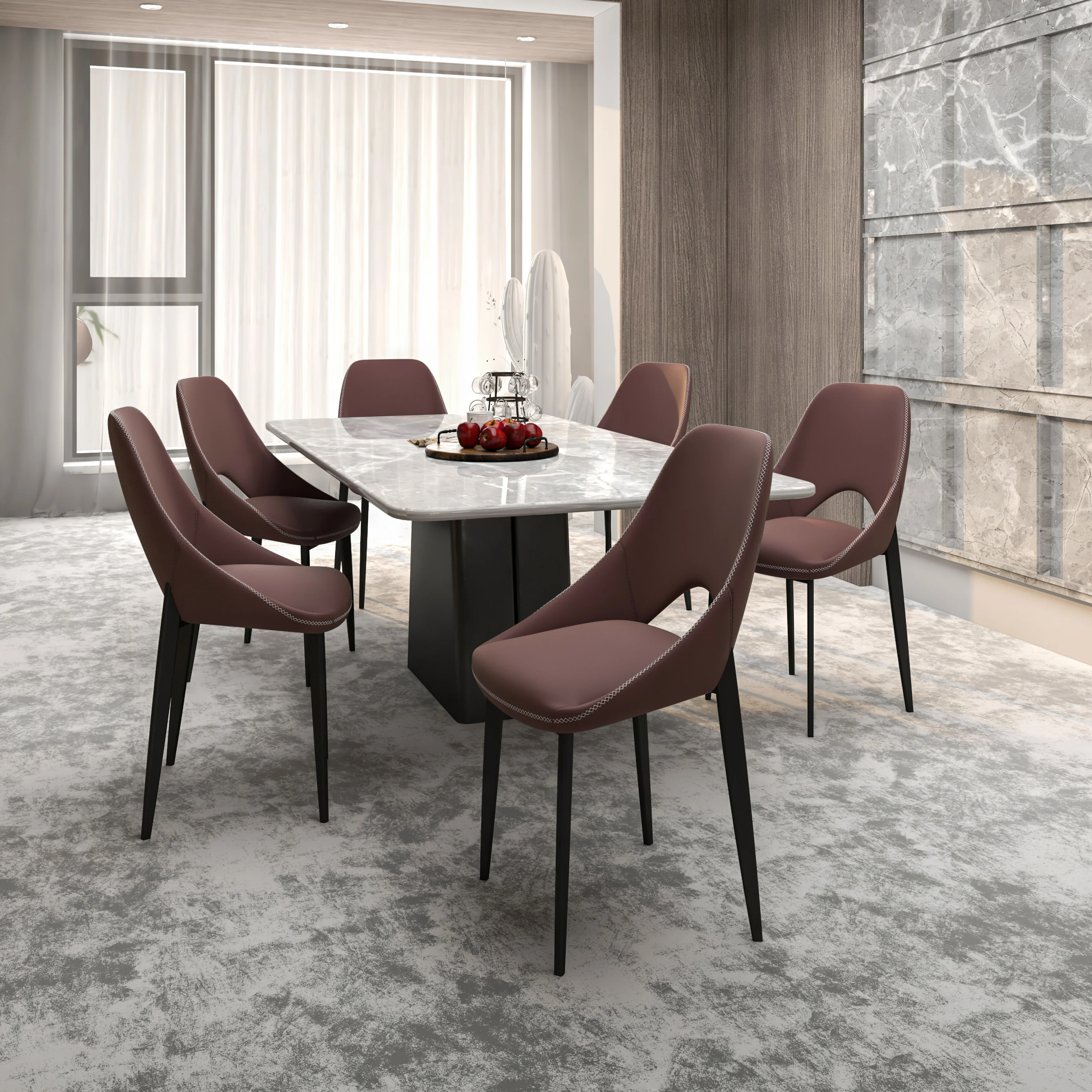 Amalfi Collection Fabric Modern Dining Chair in Plum Purple