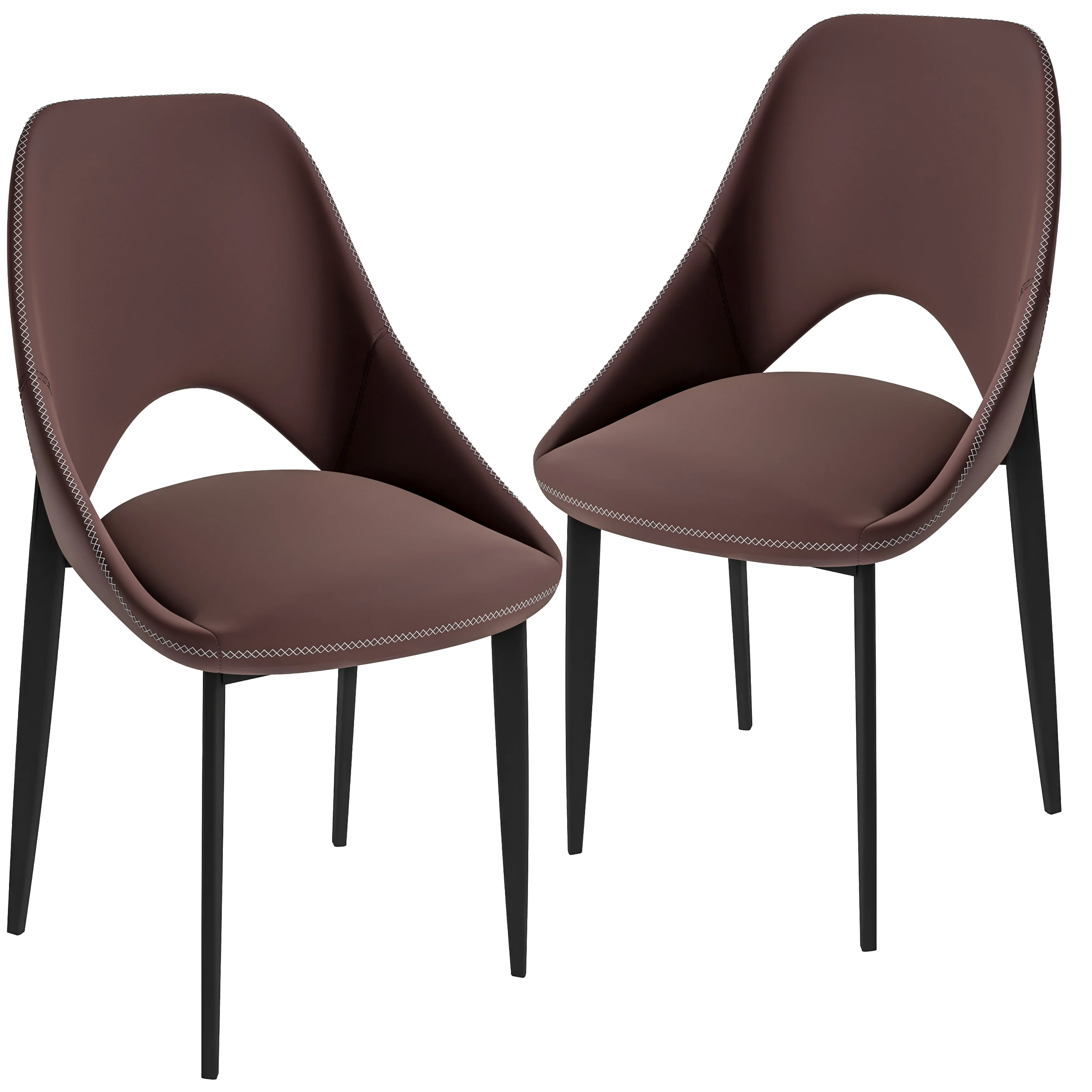 Amalfi Collection Fabric Modern Dining Chair in Plum Purple - Set of 2