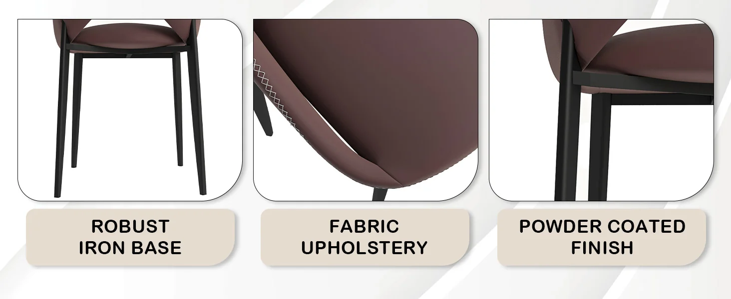 Amalfi Collection Fabric Modern Dining Chair in Plum Purple - Set of 4