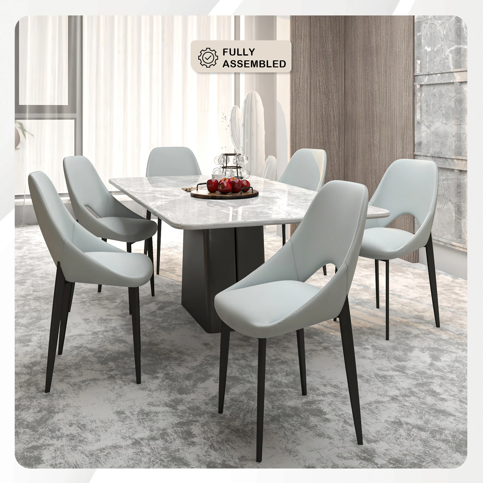 Amalfi Collection Modern Fabric Dining Chair in Coconut White