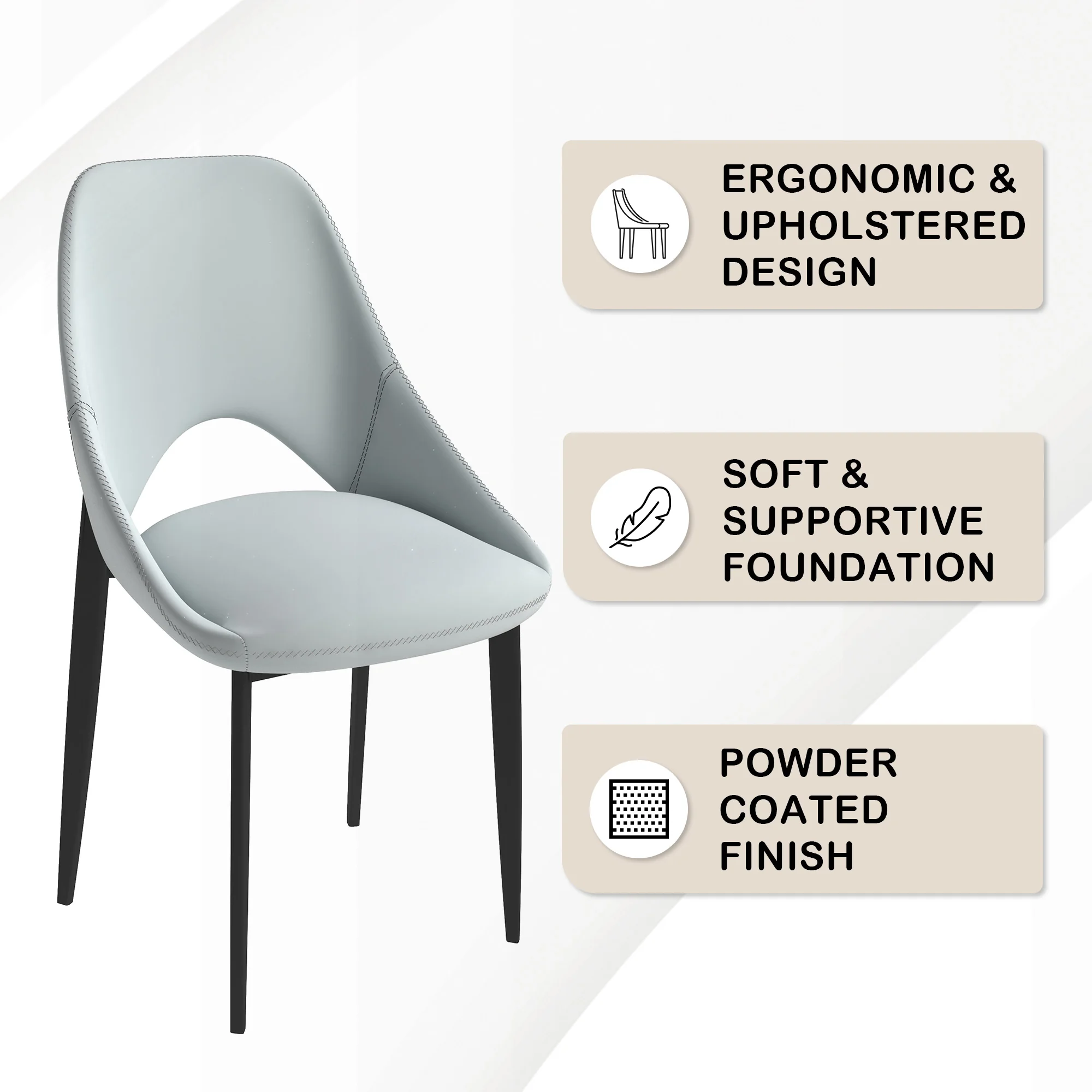 Amalfi Collection Modern Fabric Dining Chair in Coconut White