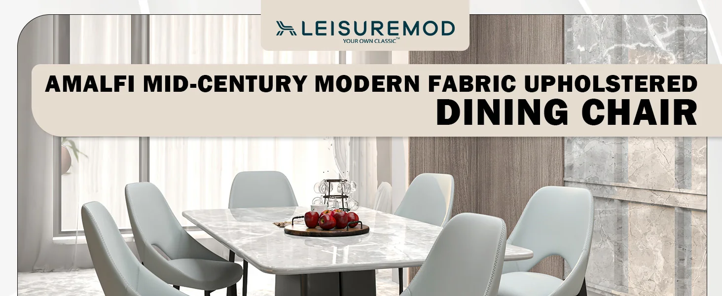 Amalfi Collection Modern Fabric Dining Chair in Coconut White