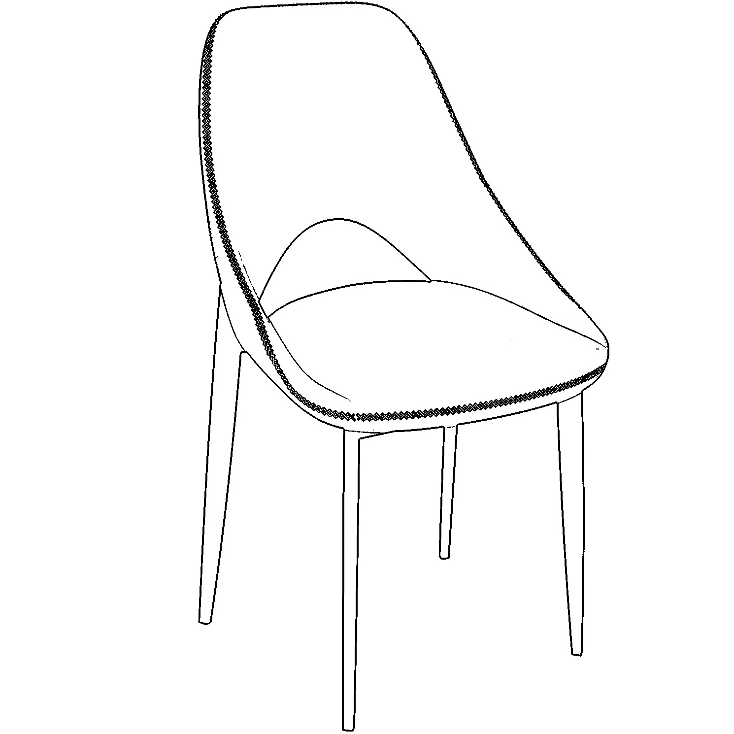 Amalfi Collection Modern Fabric Dining Chair in Coconut White