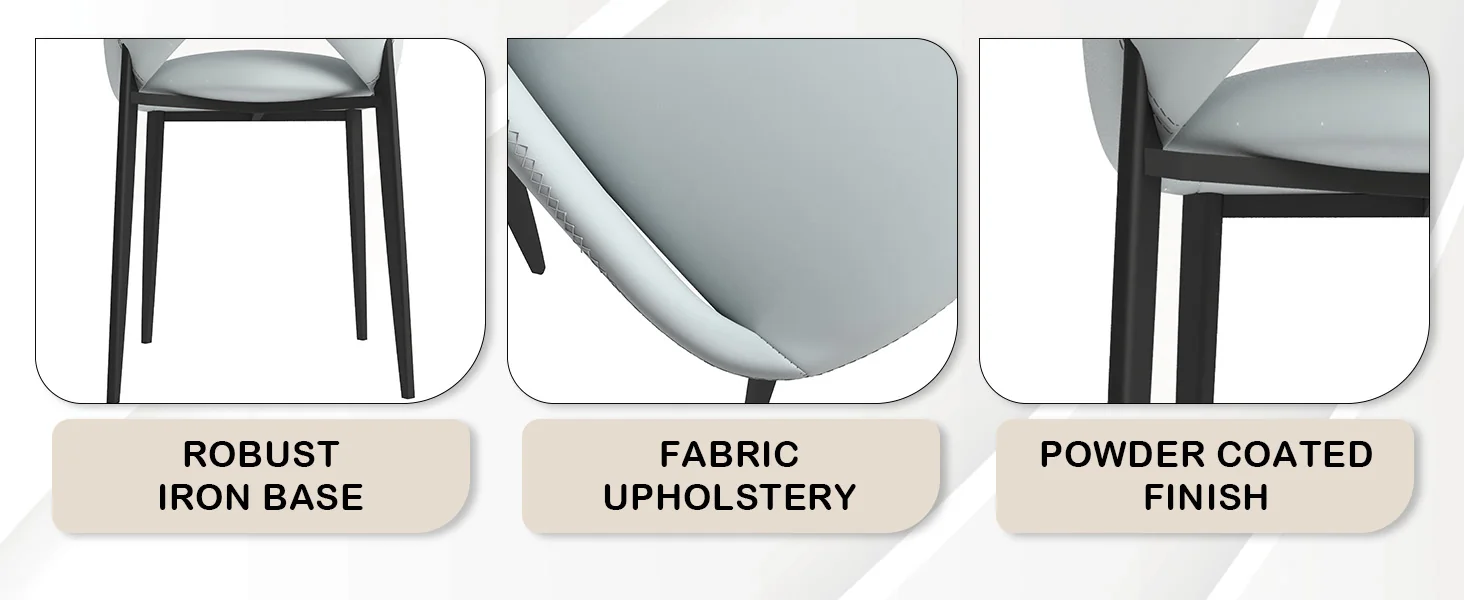 Amalfi Collection Modern Fabric Dining Chair in Coconut White - Set of 4