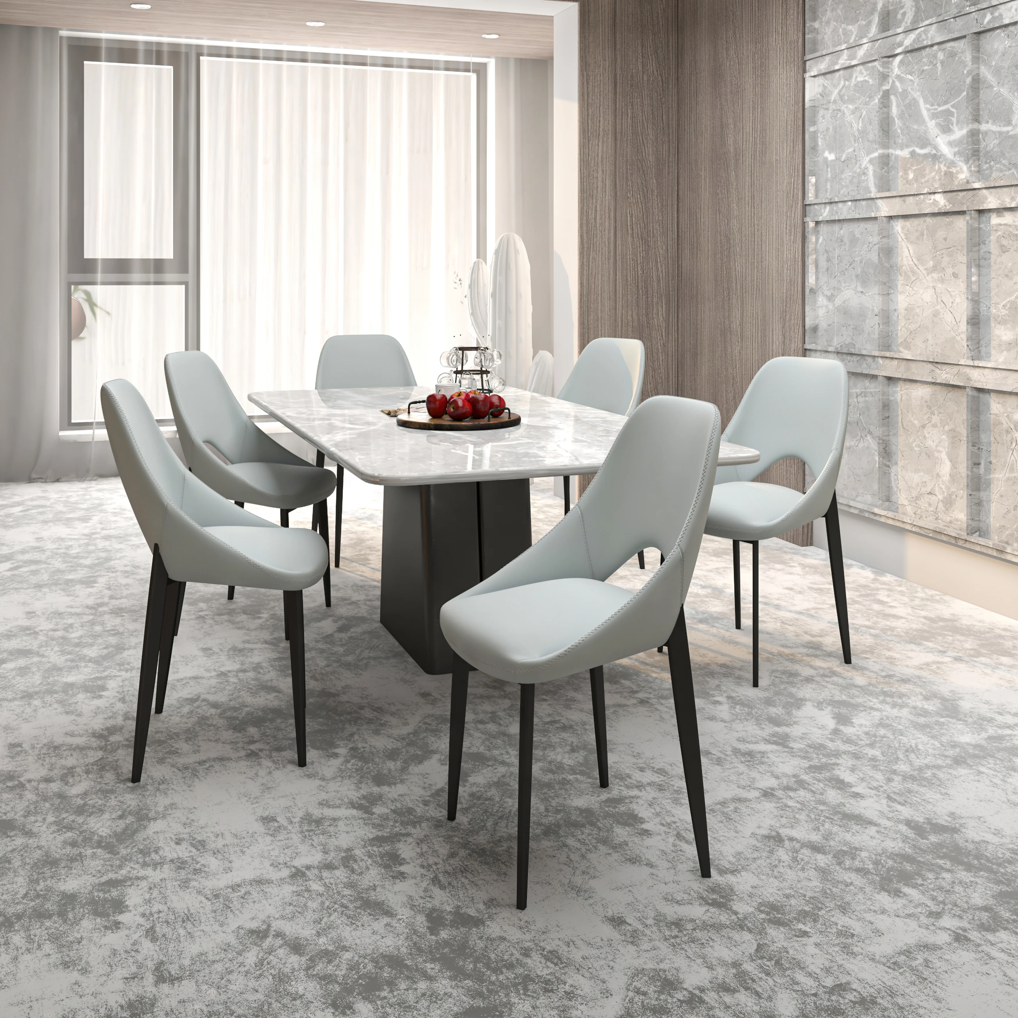 Amalfi Collection Modern Fabric Dining Chair in Coconut White - Set of 4