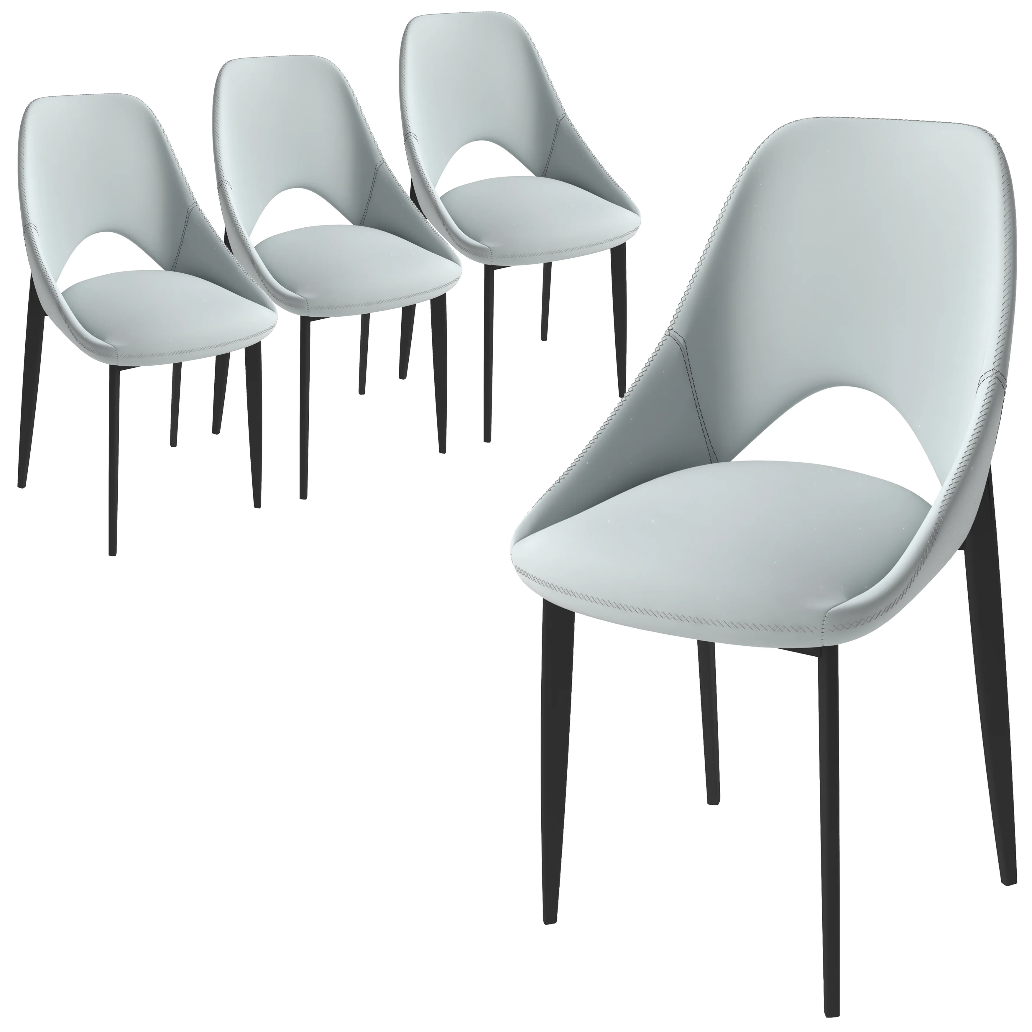 Amalfi Collection Modern Fabric Dining Chair in Coconut White - Set of 4