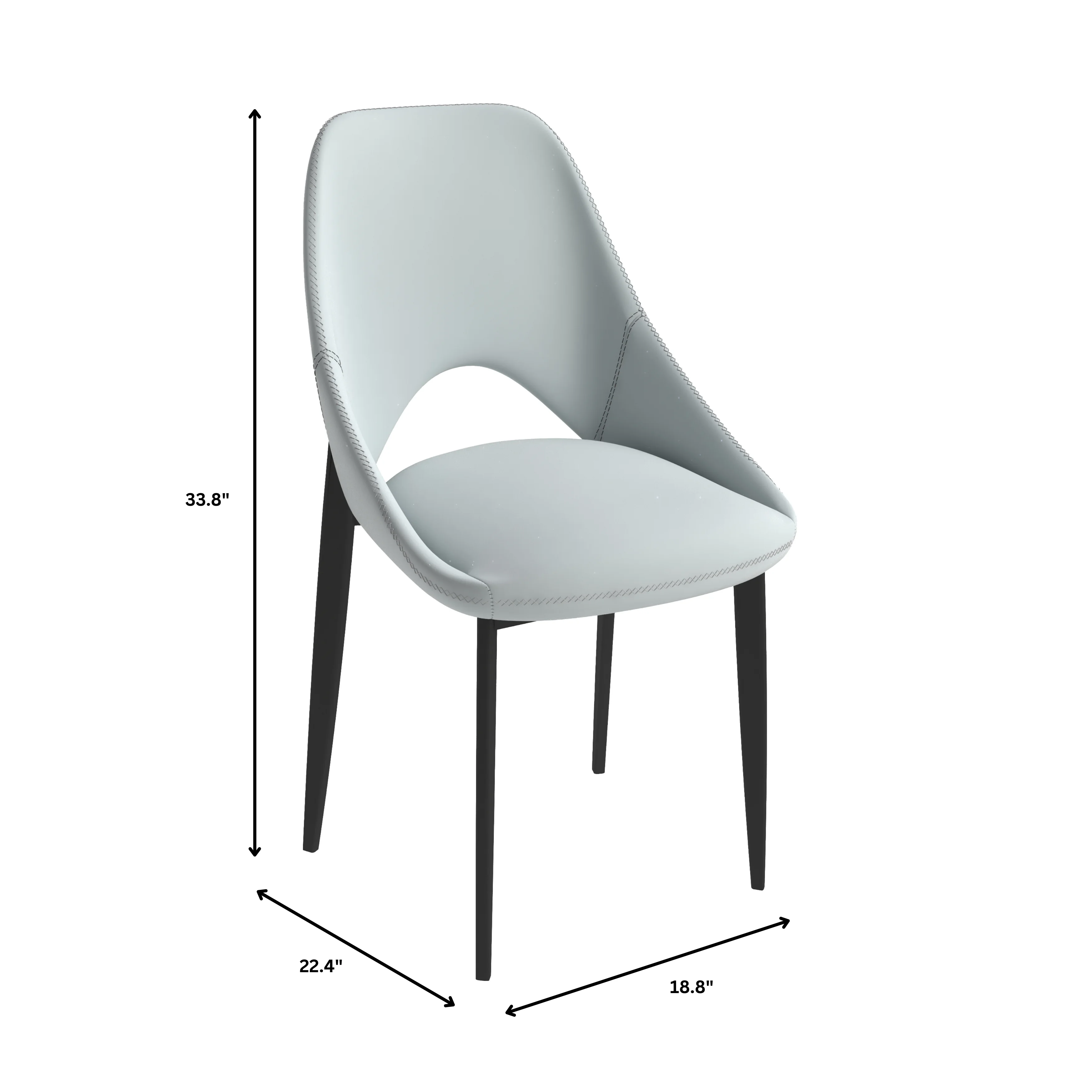 Amalfi Collection Modern Fabric Dining Chair in Coconut White - Set of 4