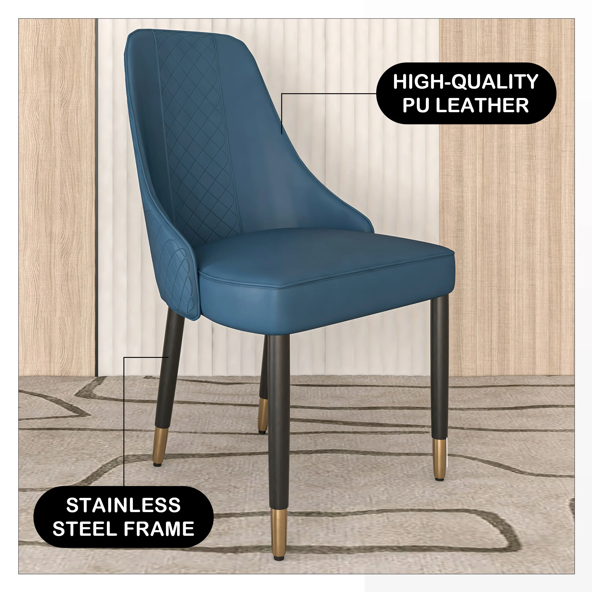 Allure Collection Modern Dining Chair In Yale Blue Fabric