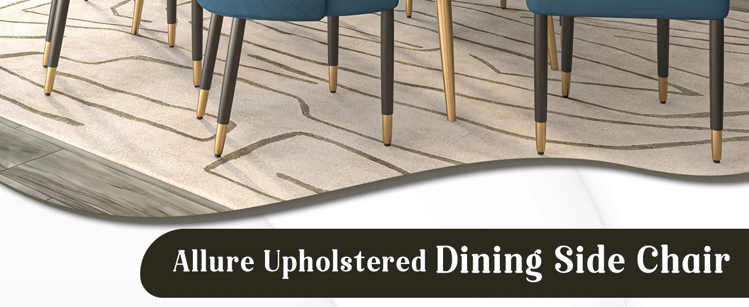 Allure Collection Modern Dining Chair In Yale Blue Fabric - Set of 4