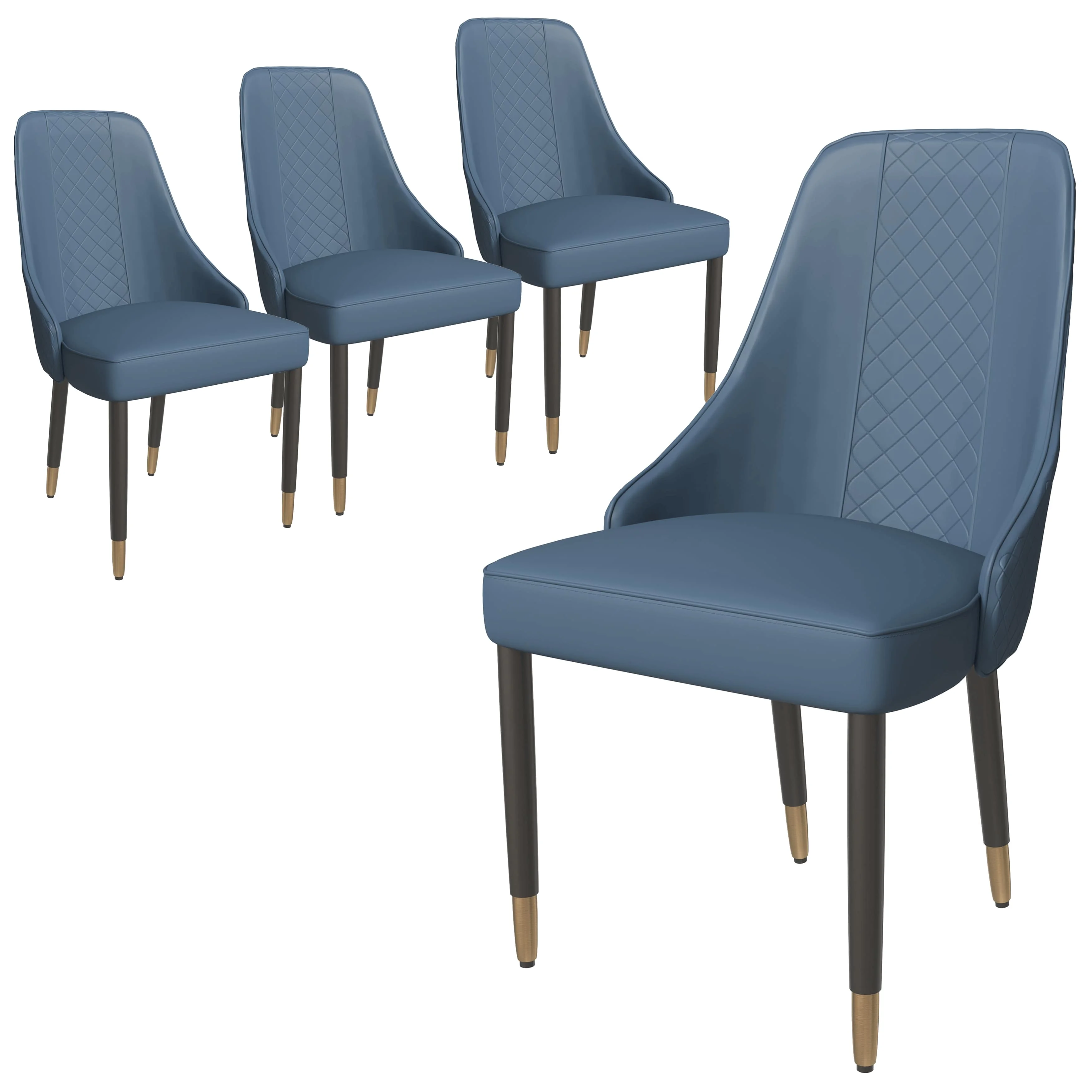 Allure Collection Modern Dining Chair In Yale Blue Fabric - Set of 4
