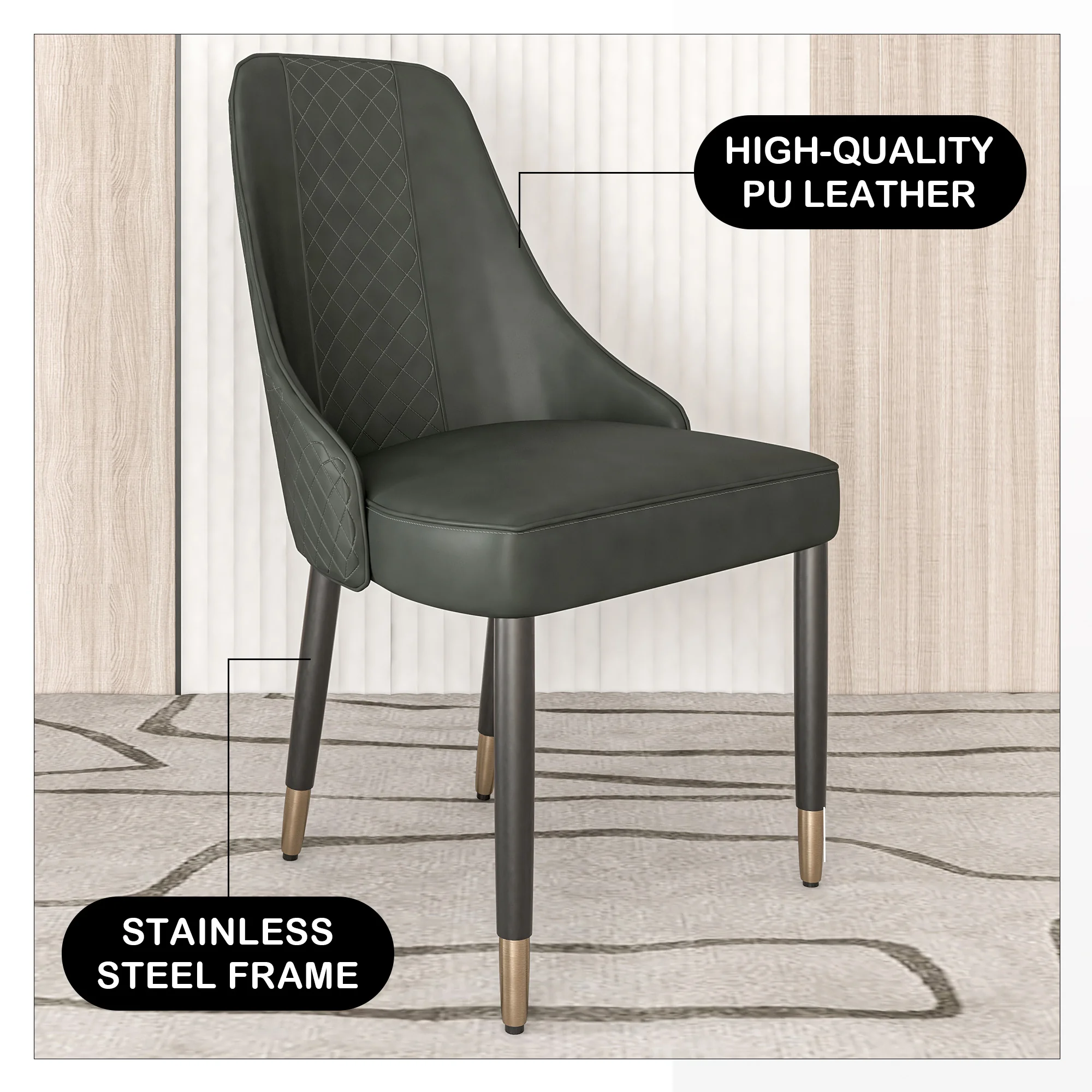 Allure Collection Modern Dining Chair In Olive Green Fabric