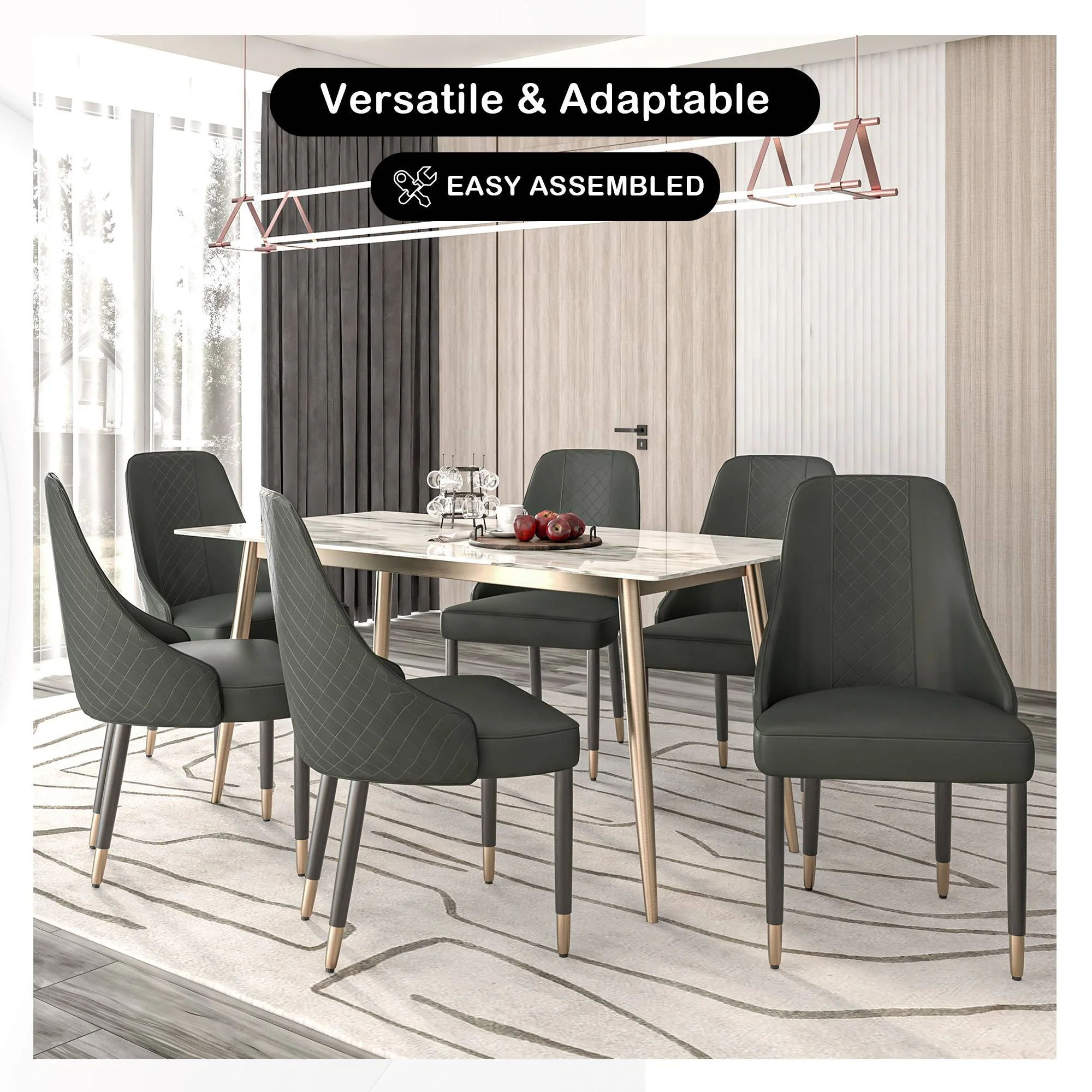 Allure Collection Modern Dining Chair In Olive Green Fabric - Set of 4