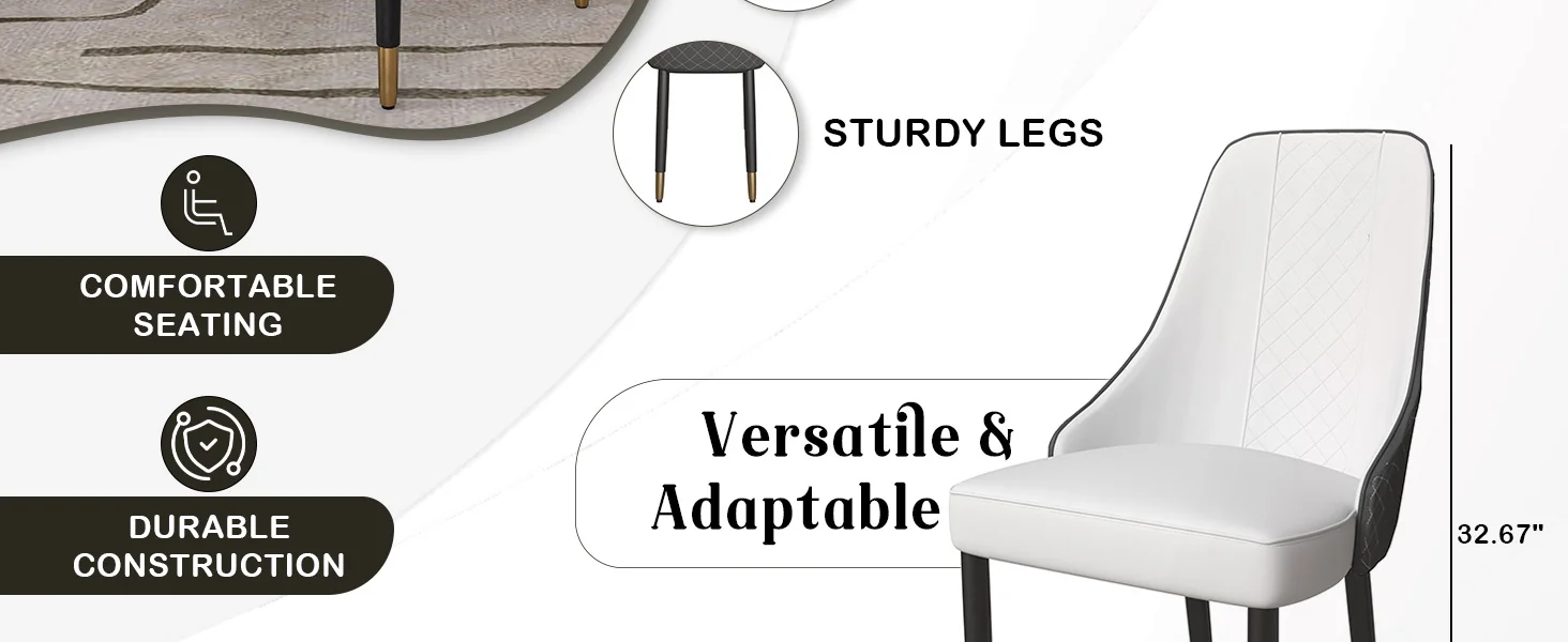 Allure Collection Modern Dining Chair In Black Fabric - Set of 2