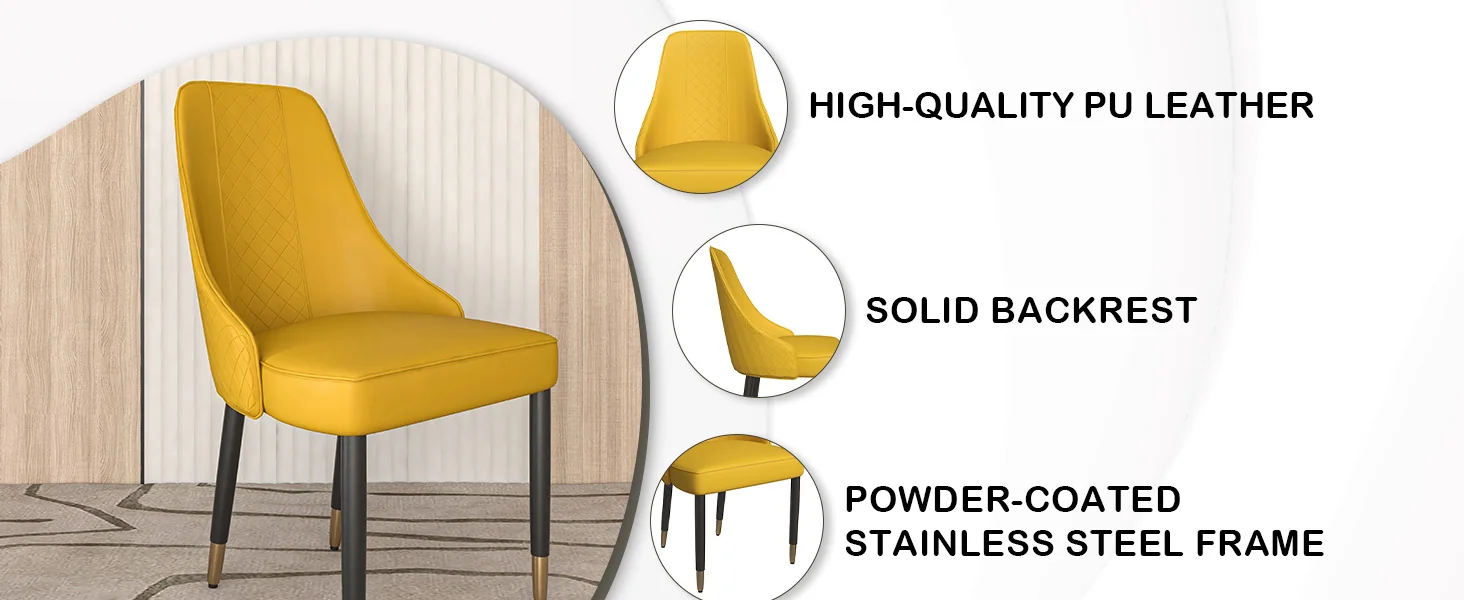 Allure Collection Modern Dining Chair In Mustard Yellow