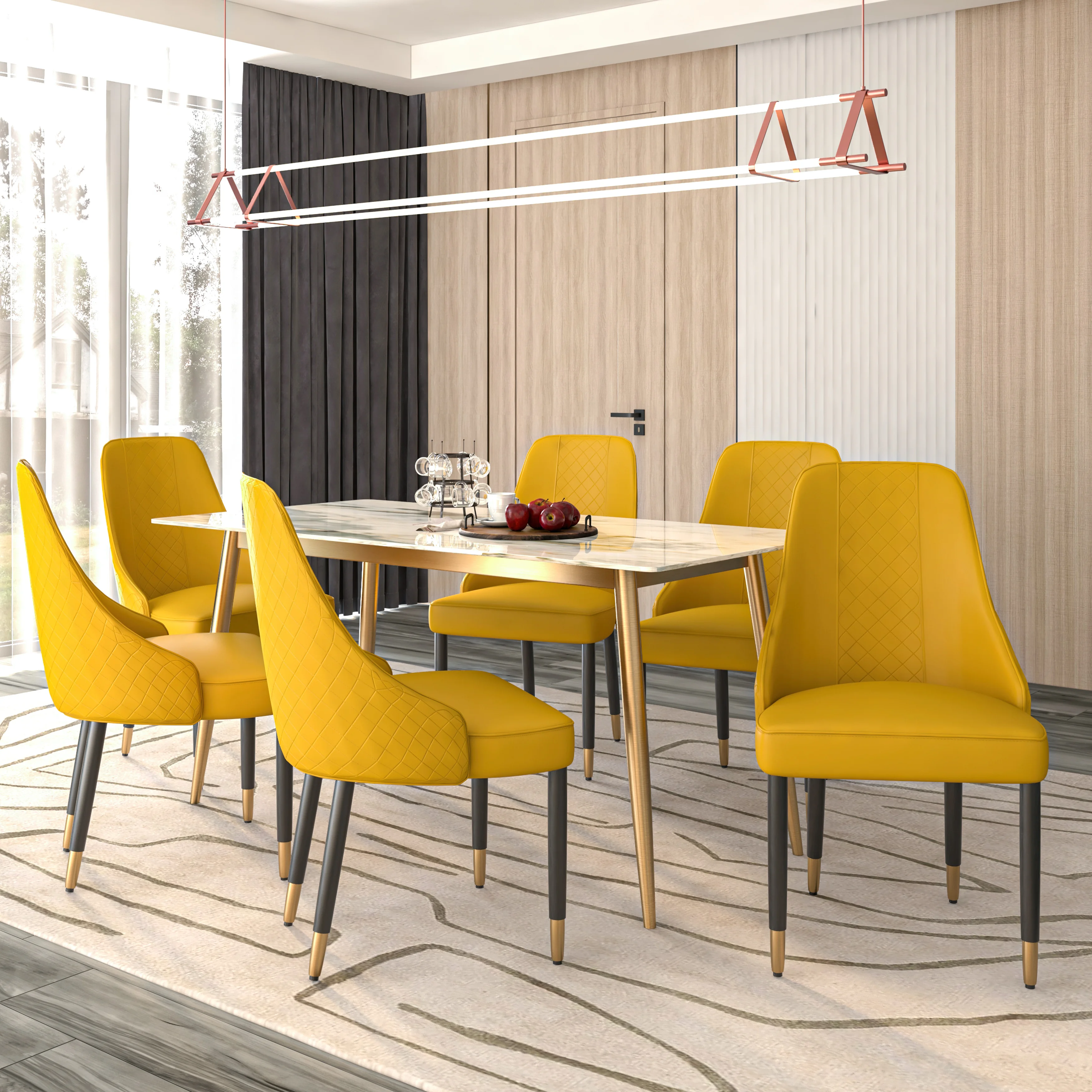 Allure Collection Modern Dining Chair In Mustard Yellow