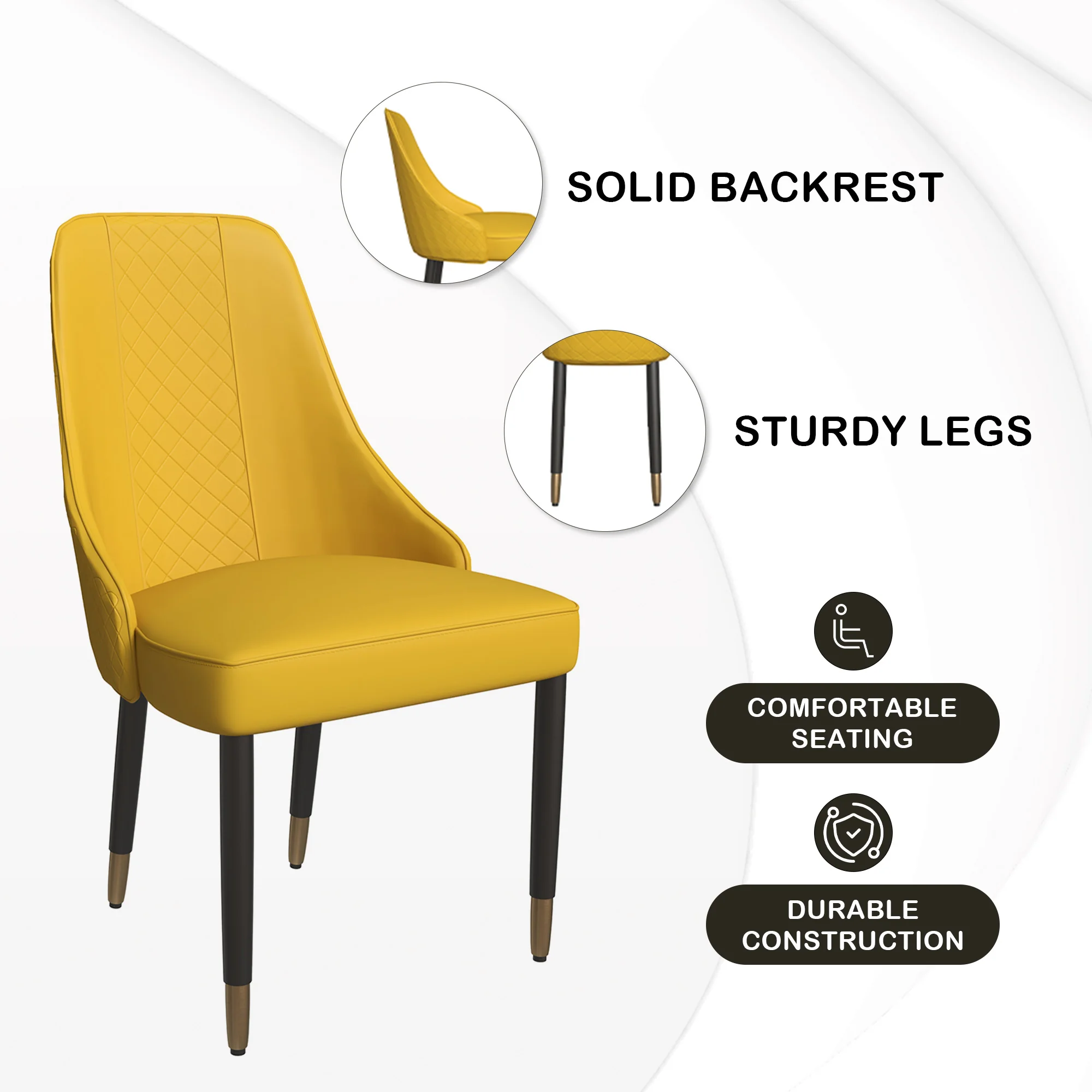 Allure Collection Modern Dining Chair In Mustard Yellow