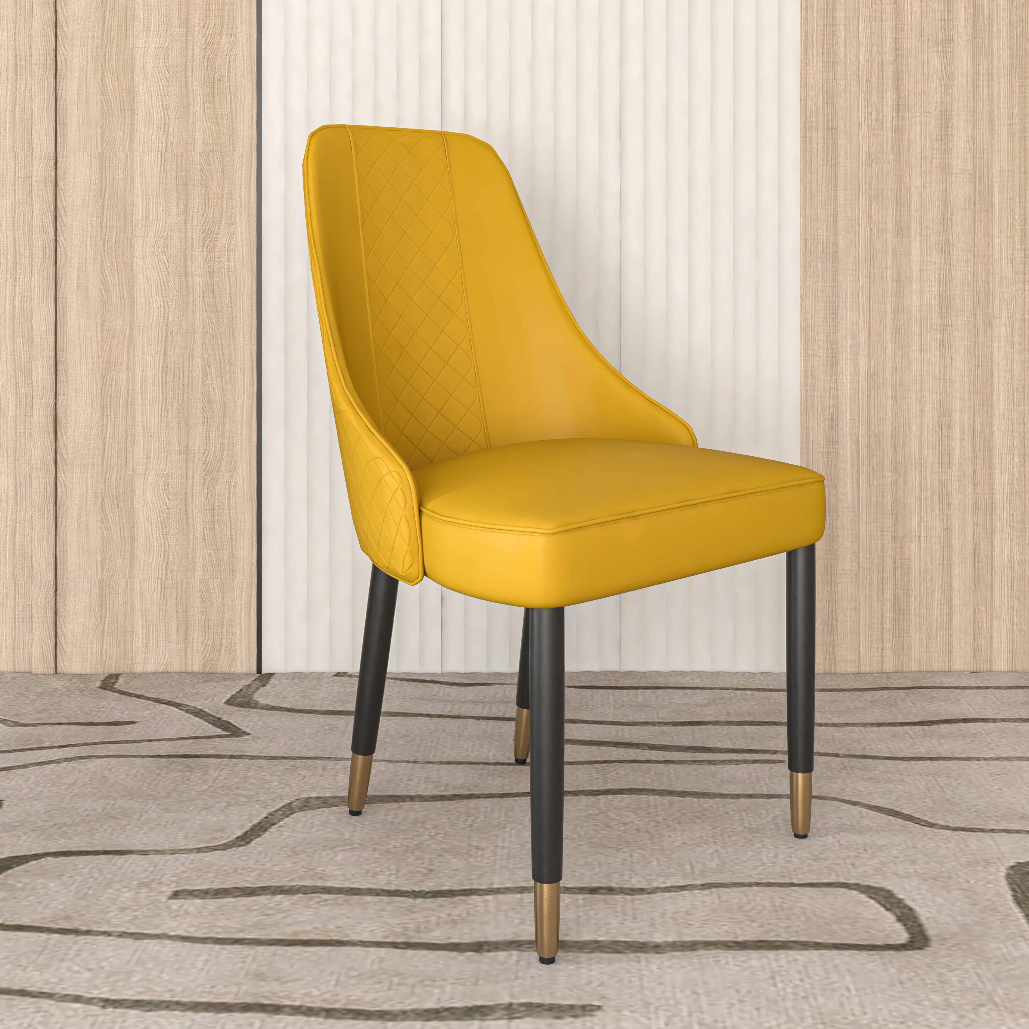 Allure Collection Modern Dining Chair In Mustard Yellow