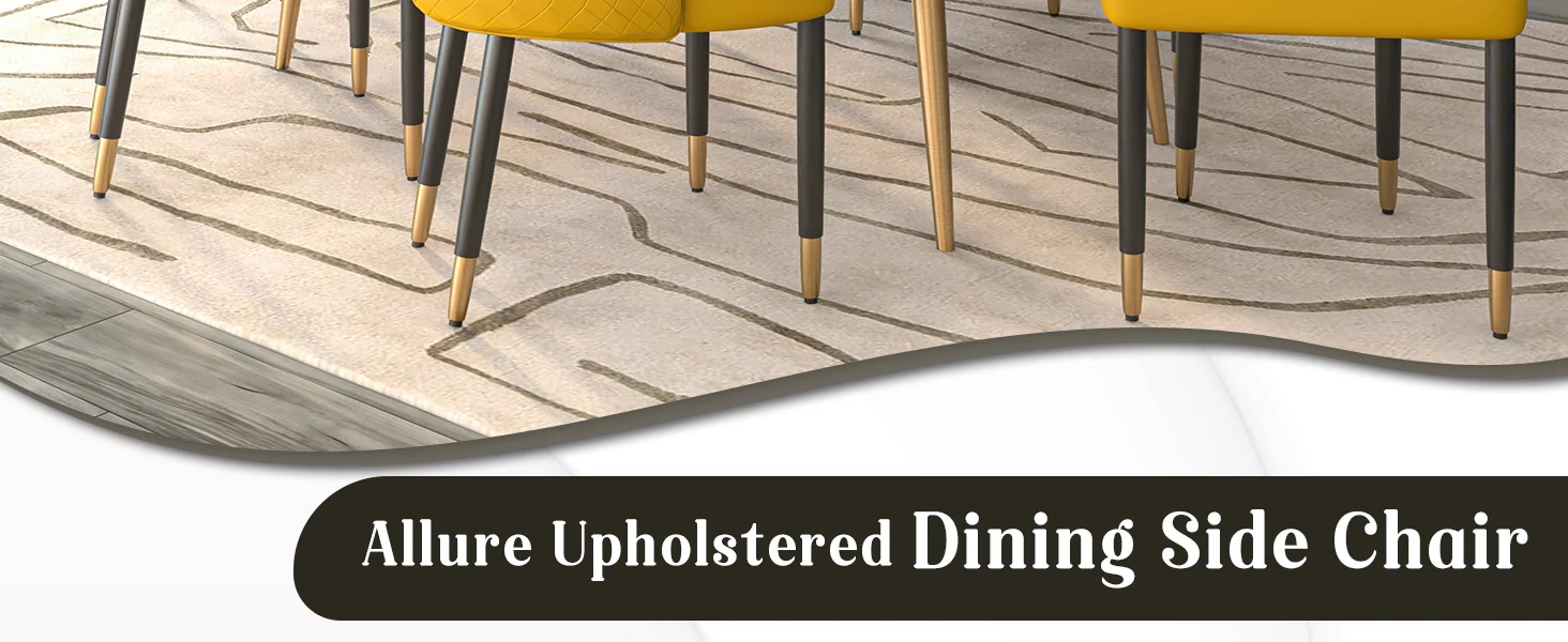 Allure Collection Modern Dining Chair In Mustard Yellow - Set of 4