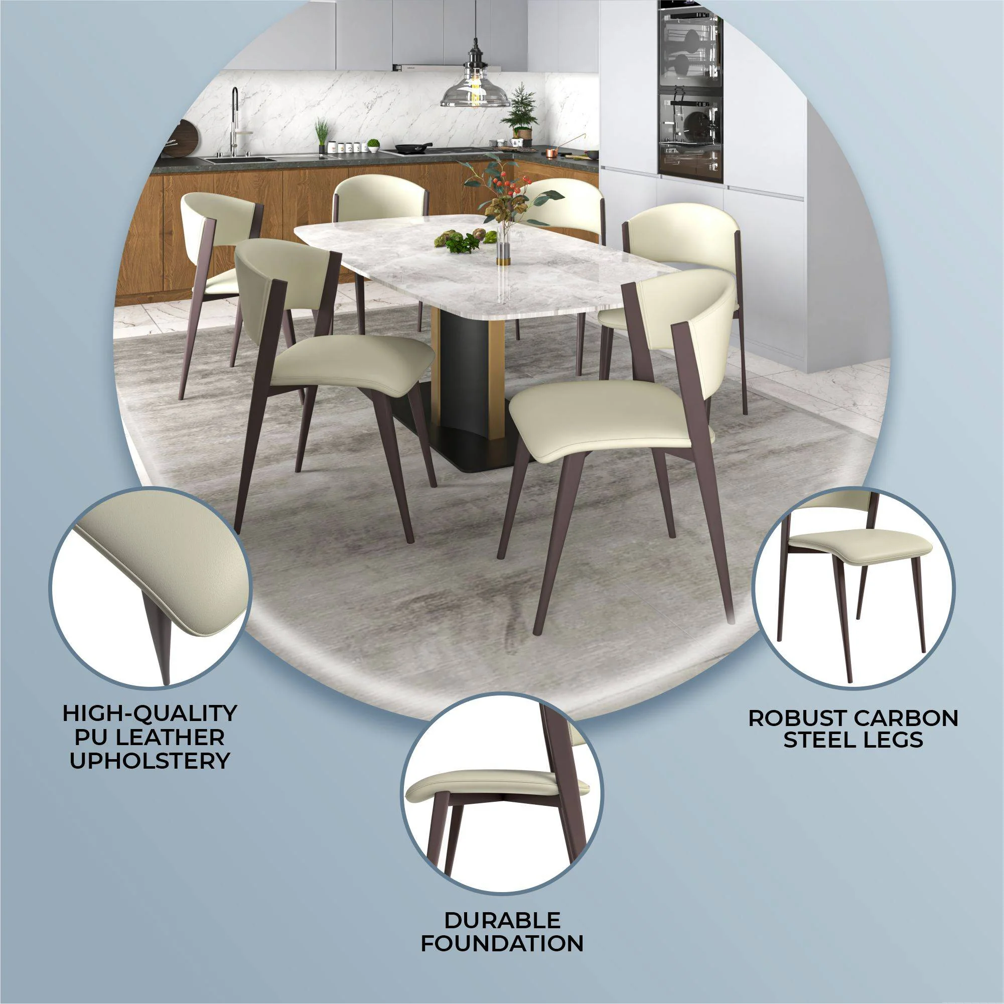 Aspen Collection Modern Dining Chair Set of 2 in White