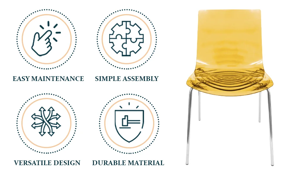 Astor Water Ripple Design Dining Chair in Black Base Orange Seat