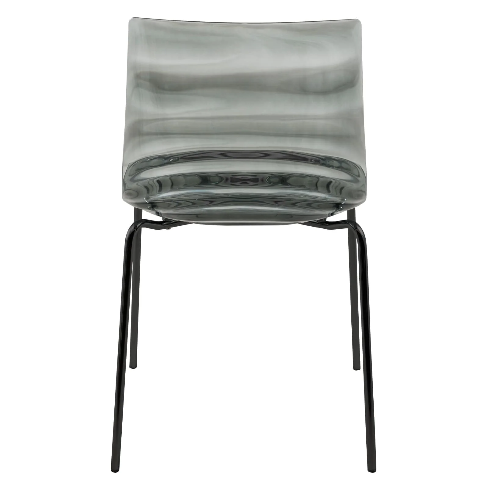 Astor Water Ripple Design Dining Chair in Black Base Trans Black Seat Set of 4
