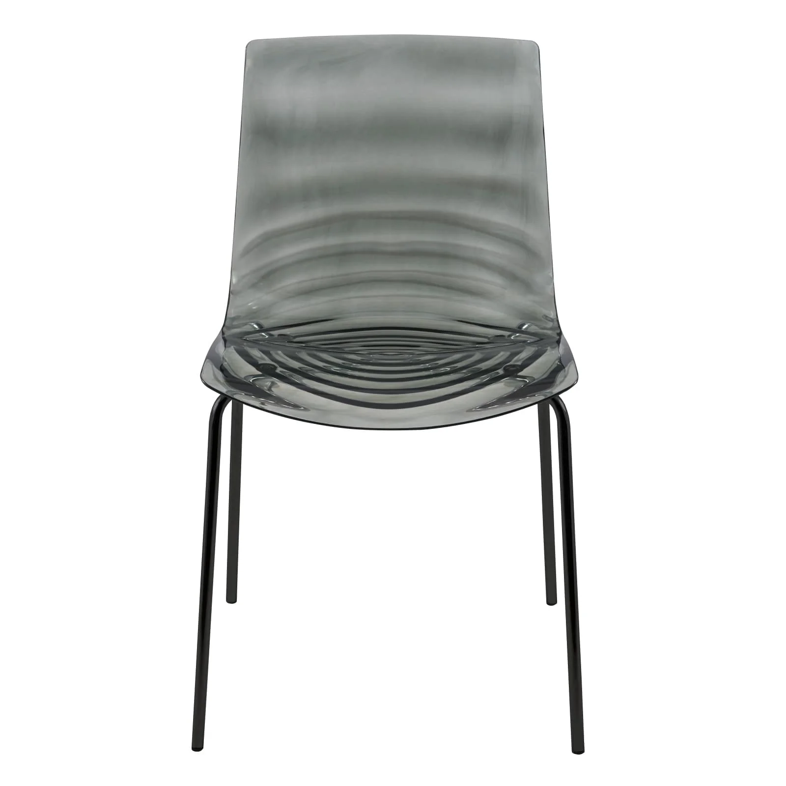Astor Water Ripple Design Dining Chair in Black Base Trans Black Seat Set of 4