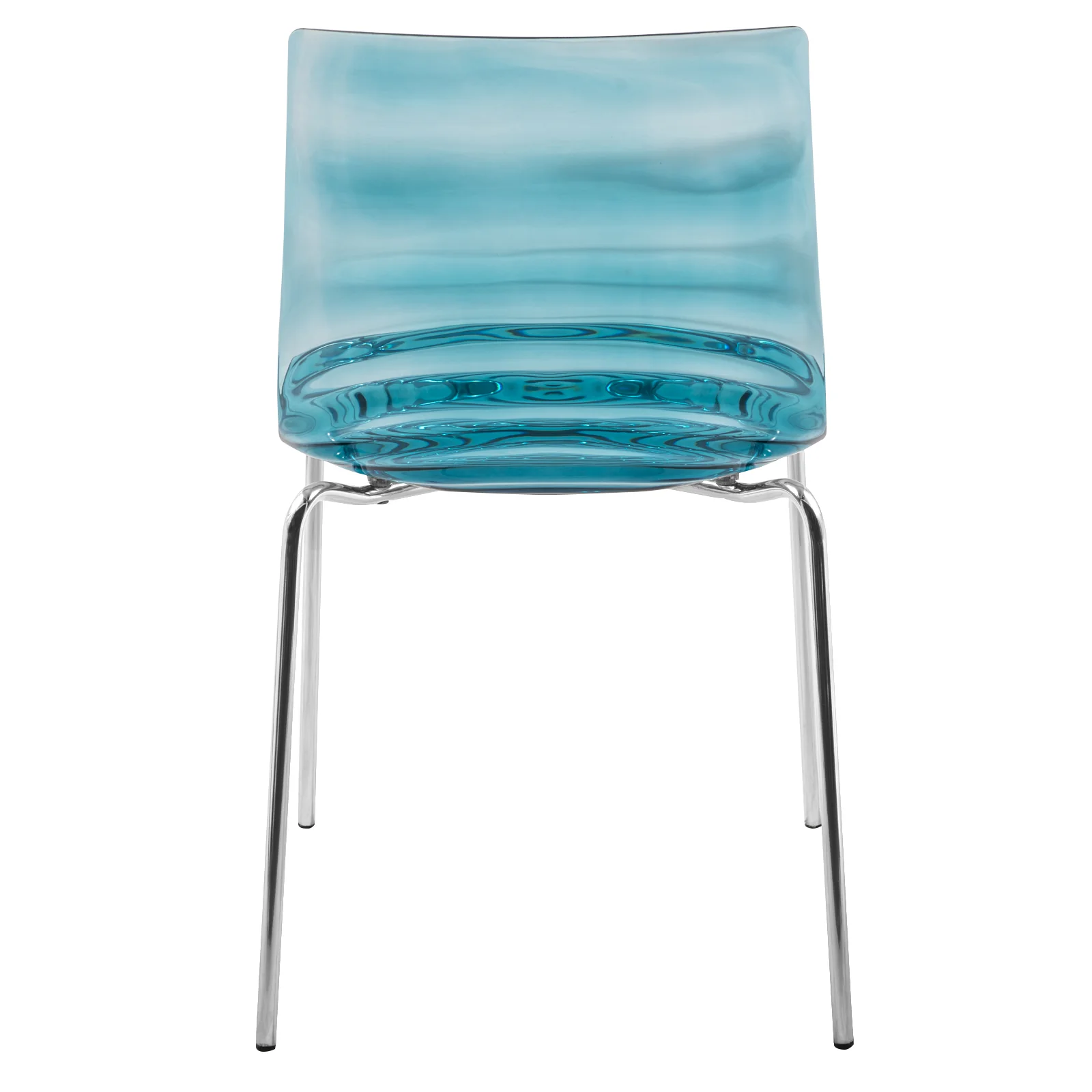 Astor Water Ripple Design Dining Chair in Black Base Trans Blue Seat