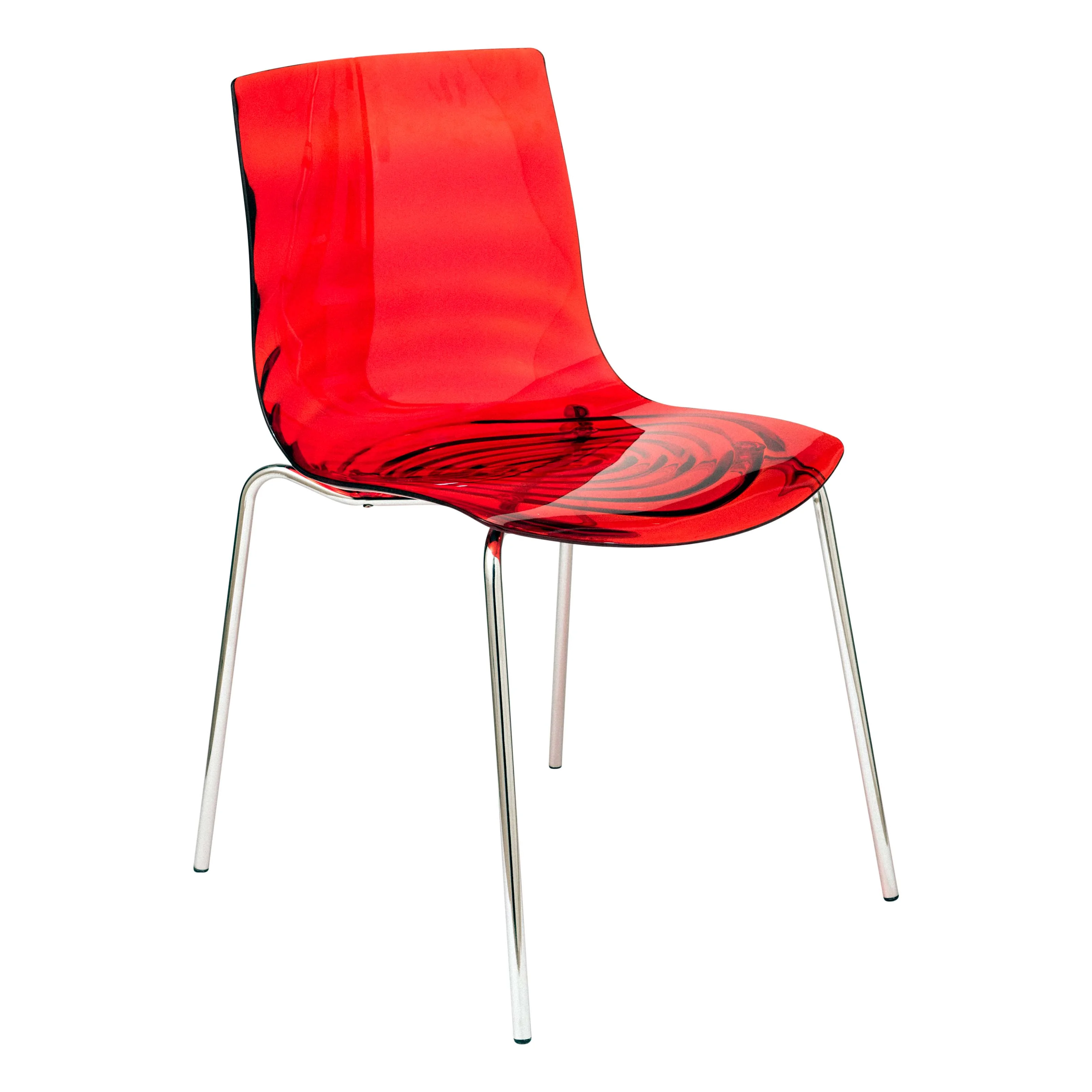 Astor Water Ripple Design Dining Chair in Black Base Trans Red Seat