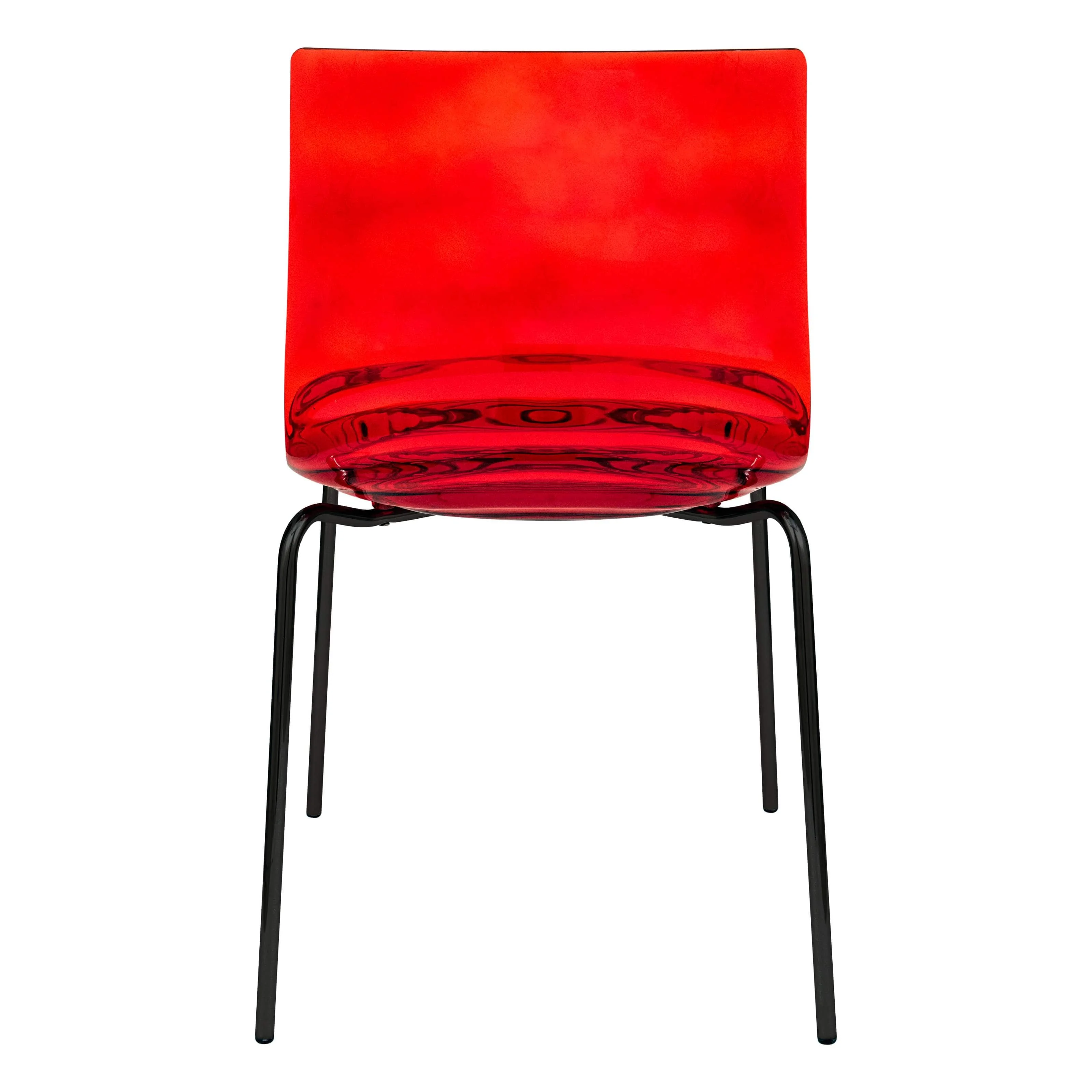 Astor Water Ripple Design Dining Chair in Black Base Trans Red Seat Set of 2