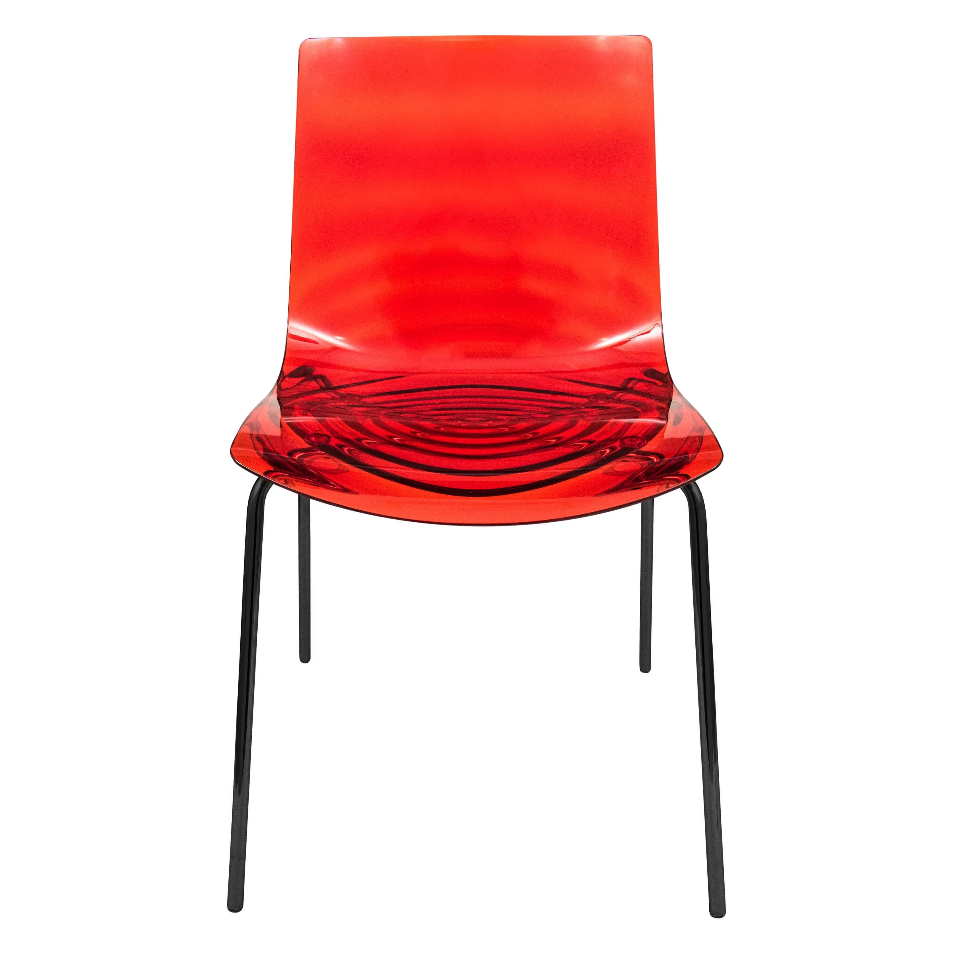 Astor Water Ripple Design Dining Chair in Black Base Trans Red Seat Set of 2