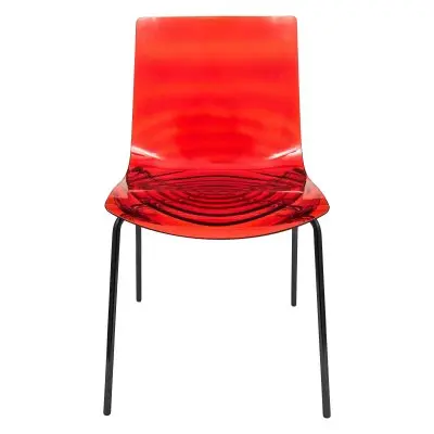 Astor Water Ripple Design Dining Chair in Black Base Trans Red Seat Set of 2