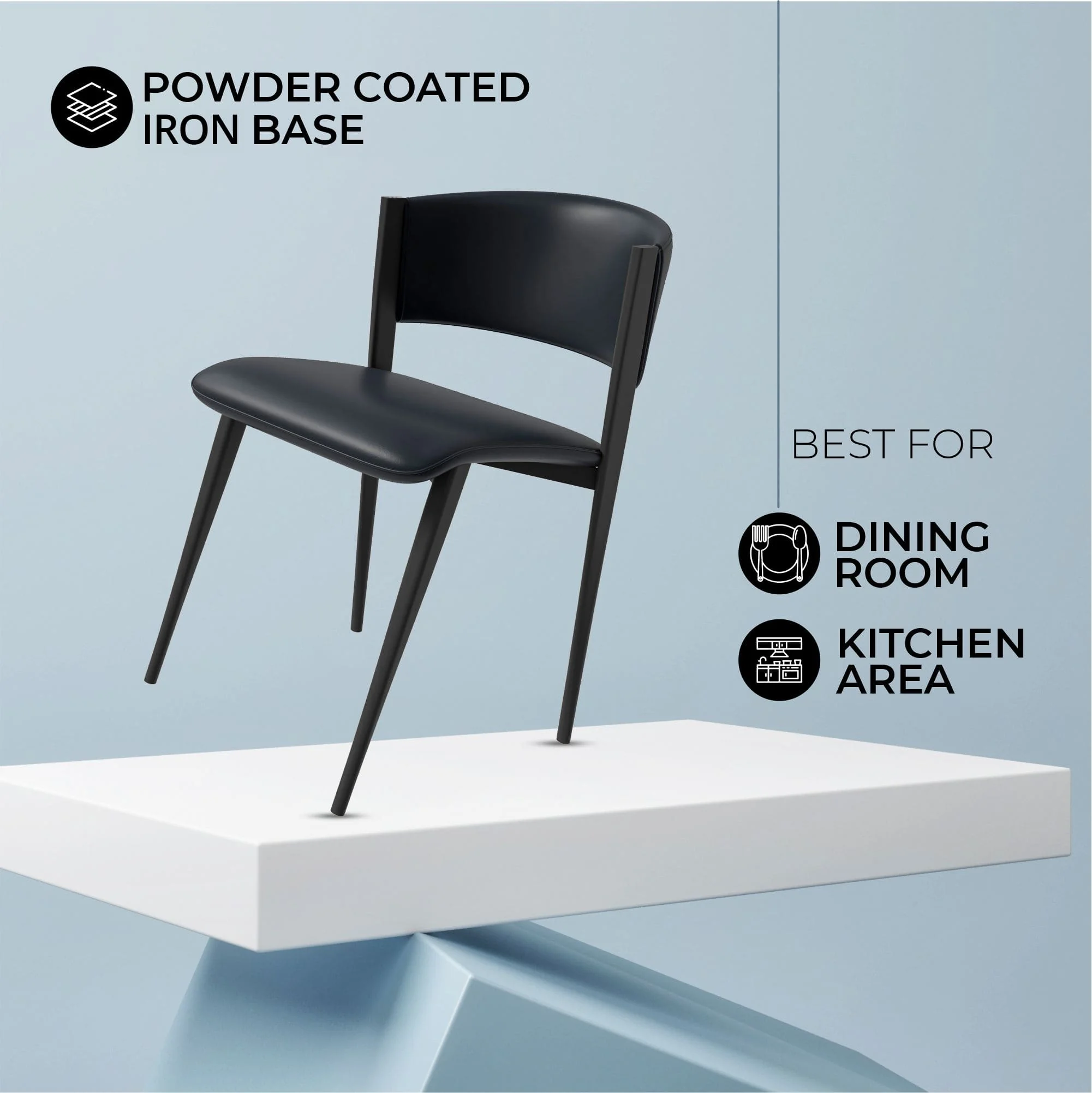 Aspen Collection Modern Dining Chair Black Frame in Black Set of 4