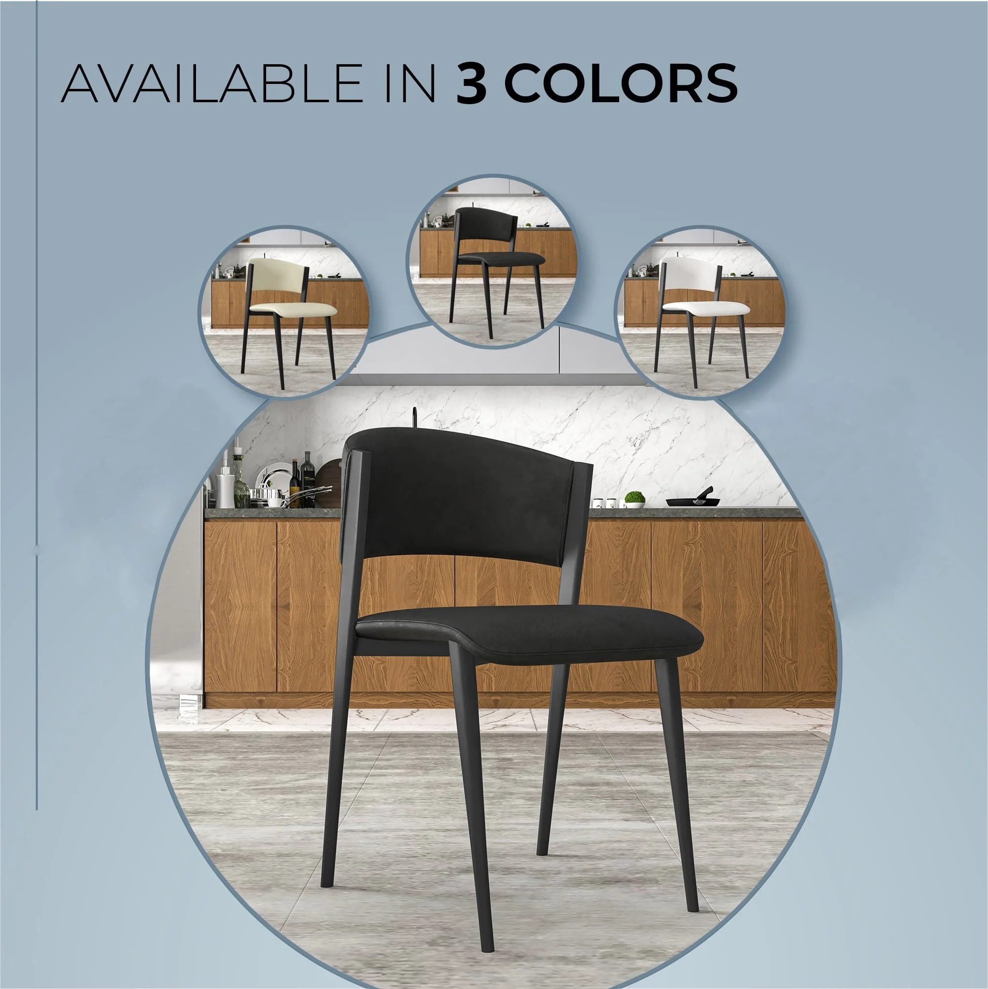 Aspen Collection Modern Dining Chair Black Frame in Black Set of 4