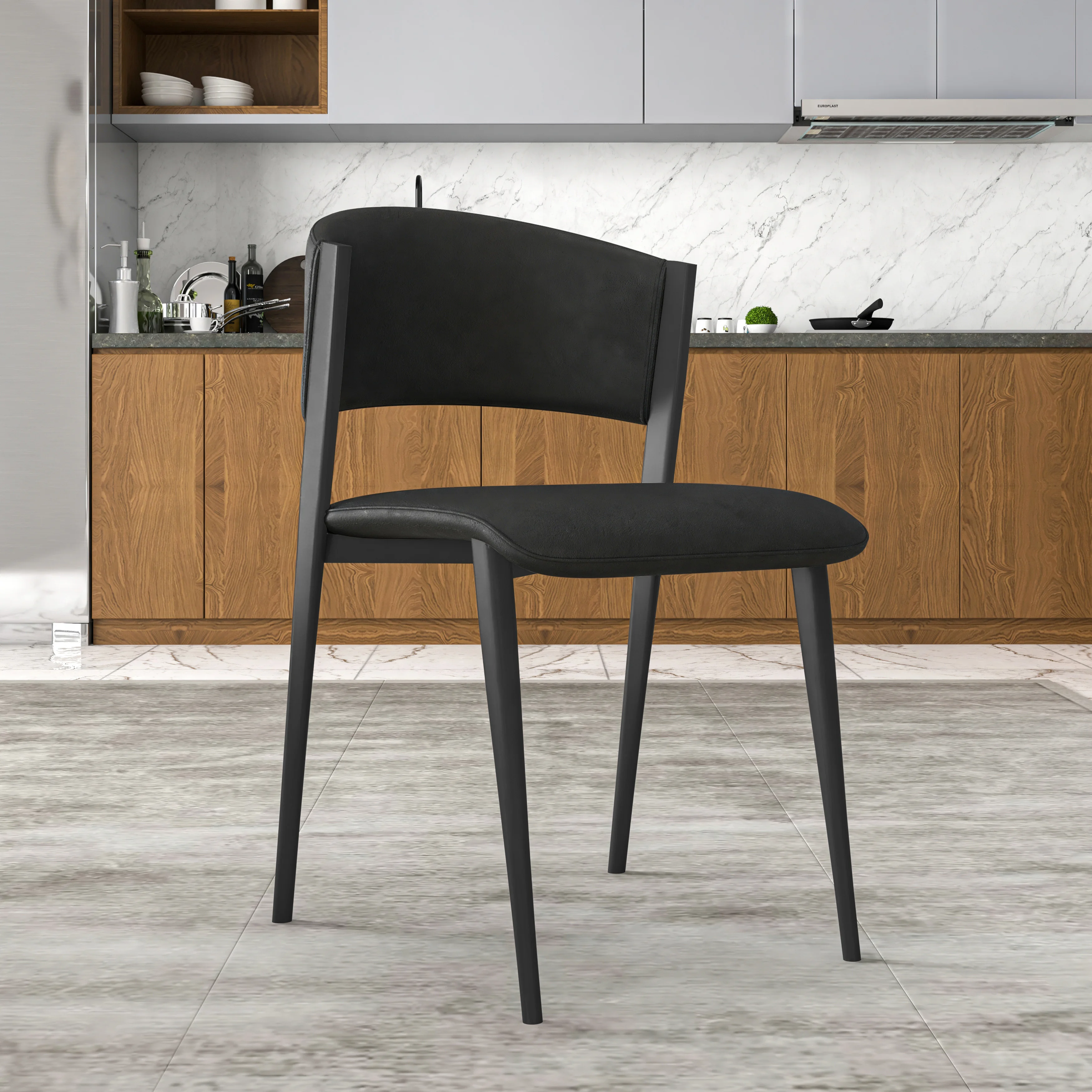 Aspen Collection Modern Dining Chair Black Frame in Black Set of 4