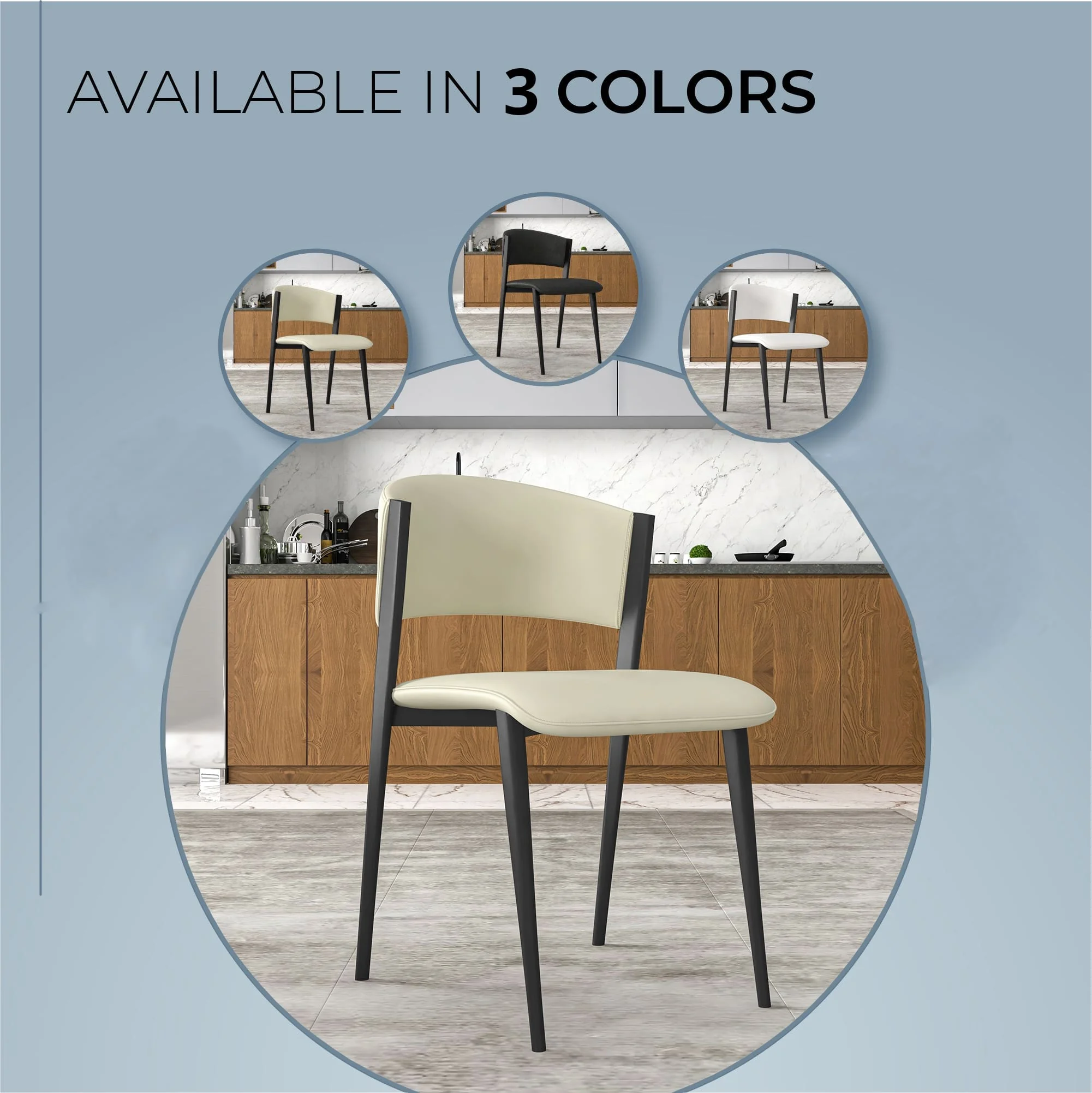 Aspen Collection Modern Dining Chair Black Frame in Light Grey