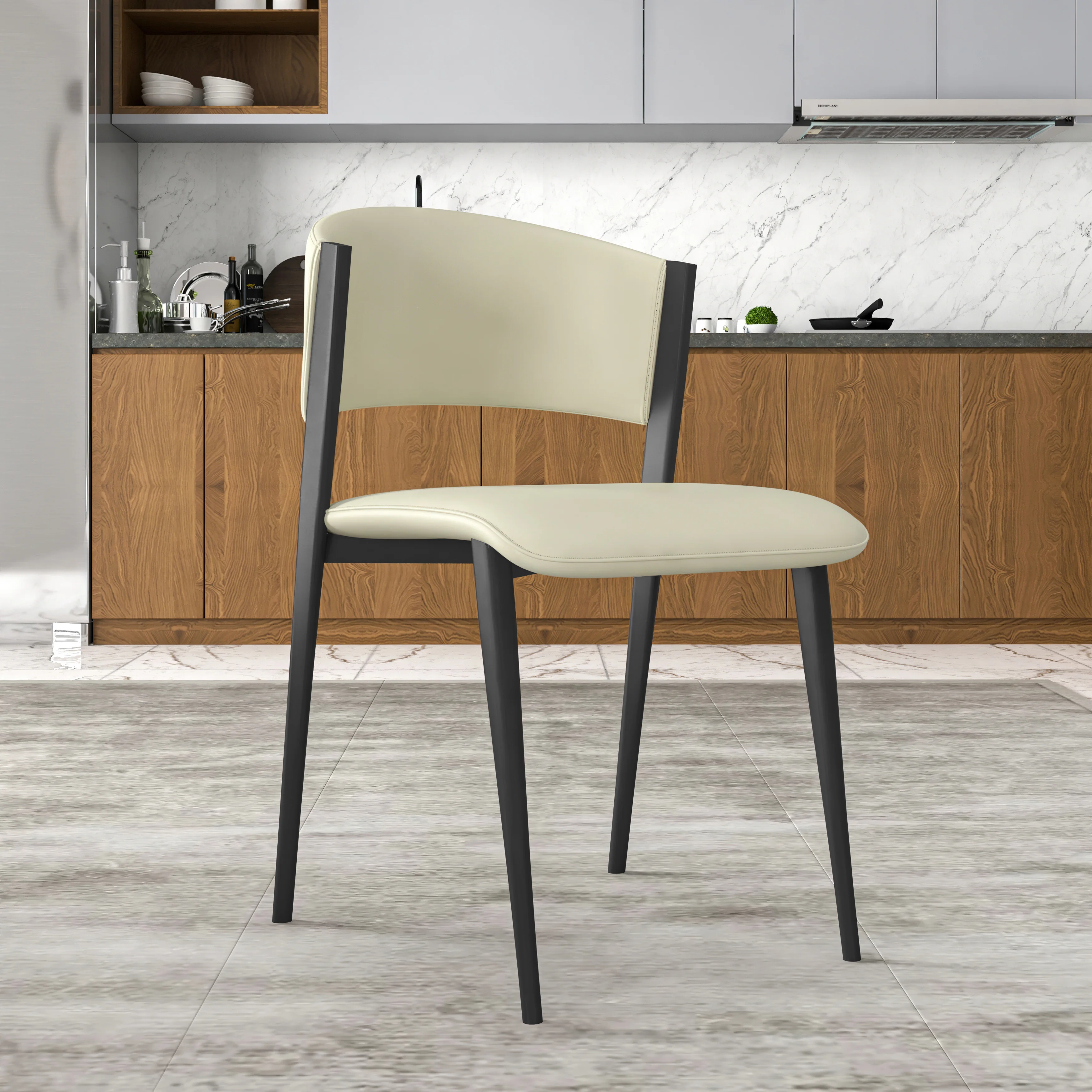 Aspen Collection Modern Dining Chair Black Frame in Light Grey