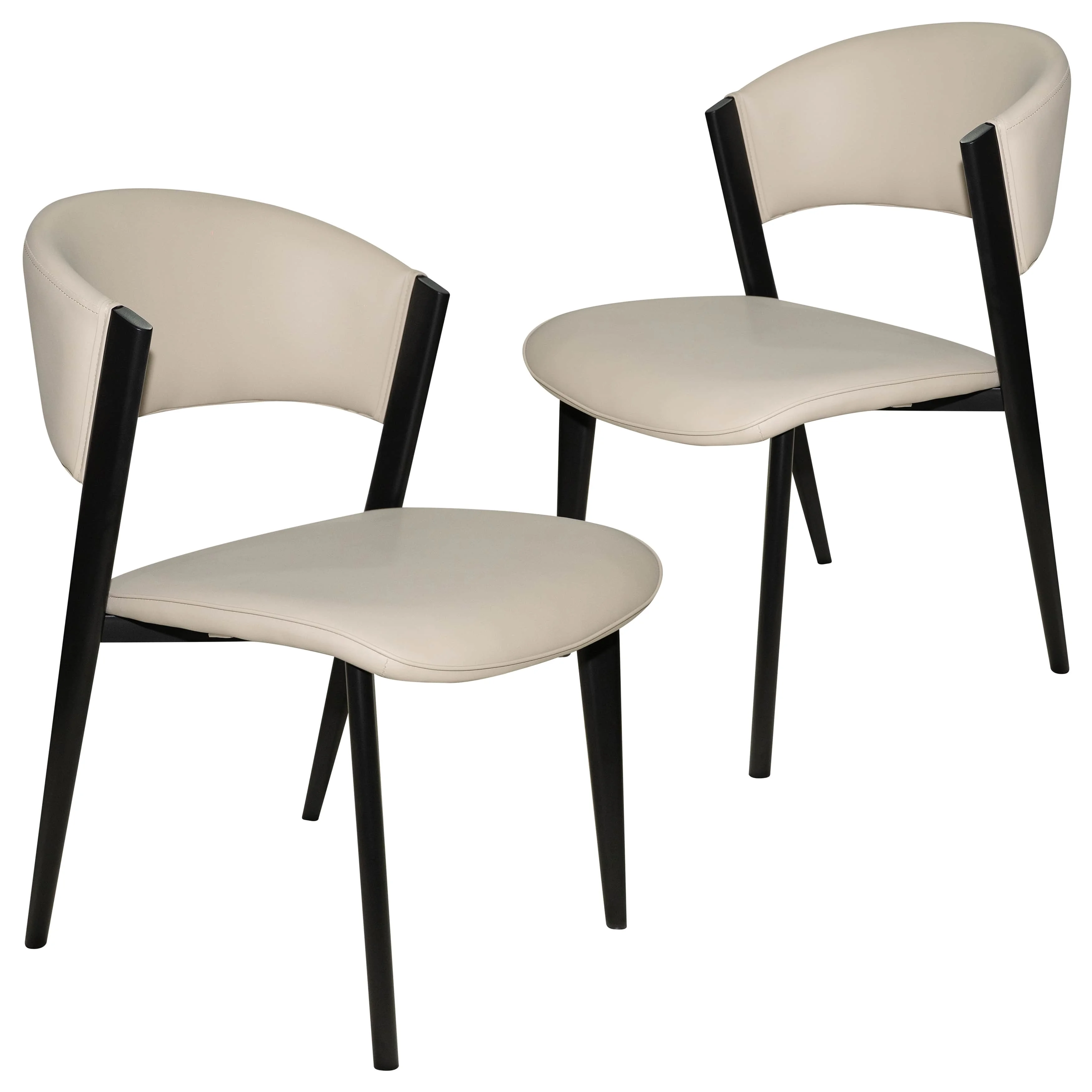 Aspen Collection Modern Dining Chair Black Frame in Light Grey Set of 2