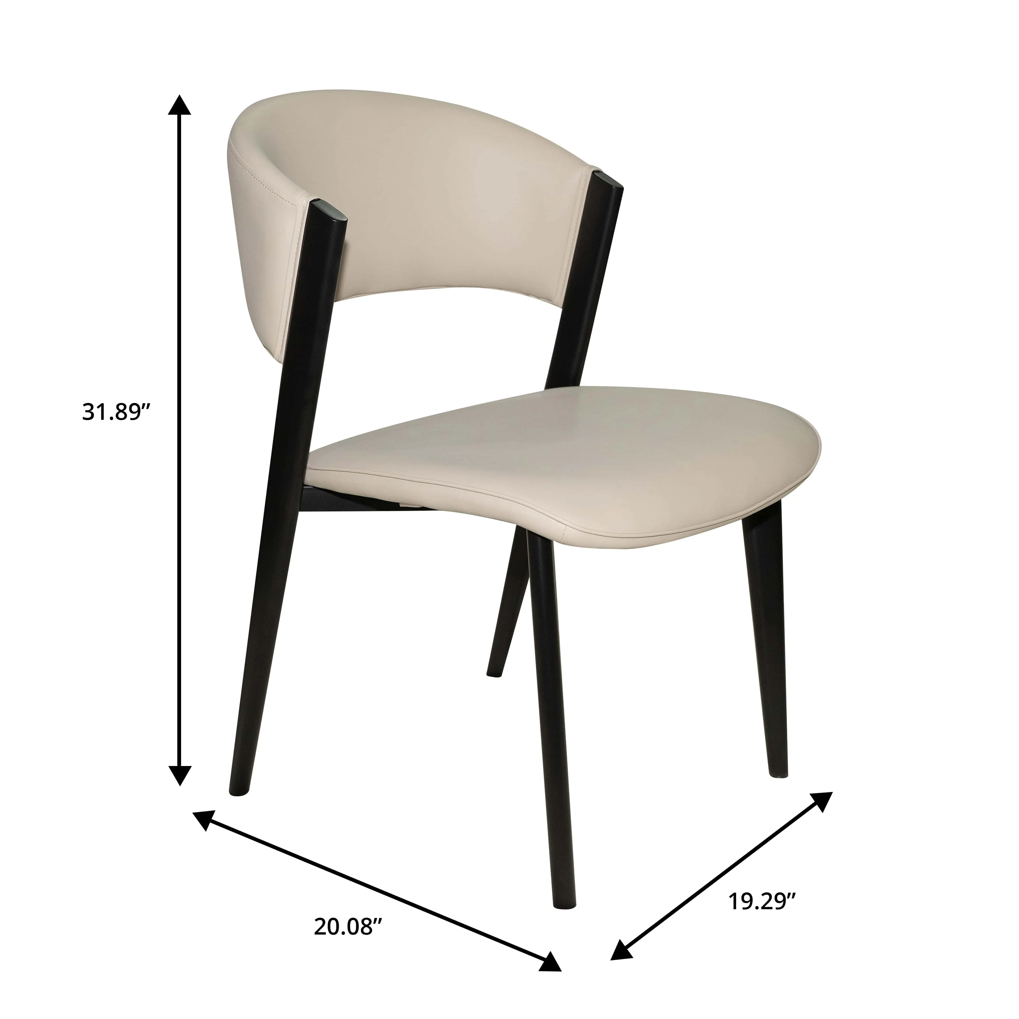 Aspen Collection Modern Dining Chair Black Frame in Light Grey Set of 2