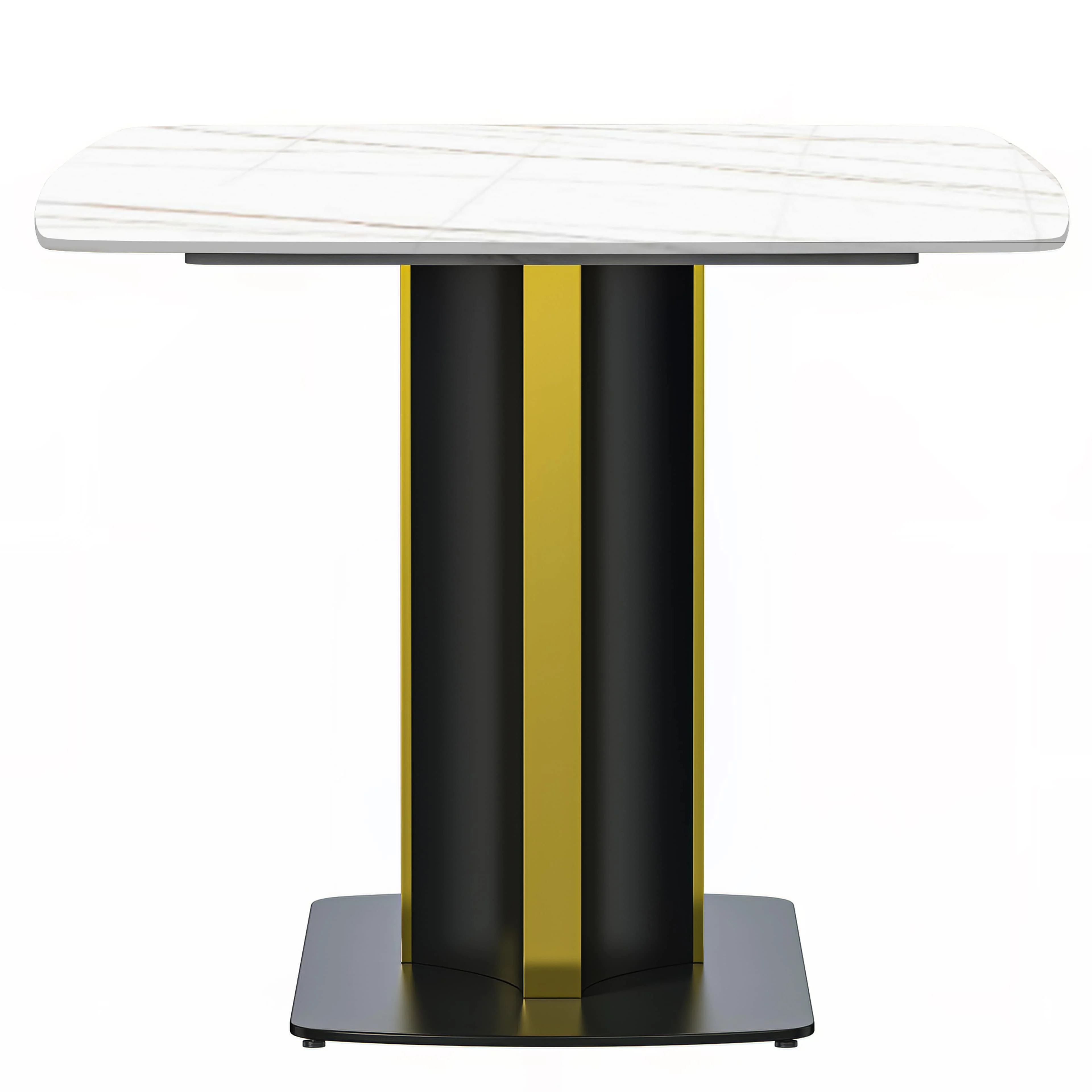 7-Piece Dining Set with Rectangular Dining Table in Sintered Stone Top and 6 Leather Dining Side Chairs