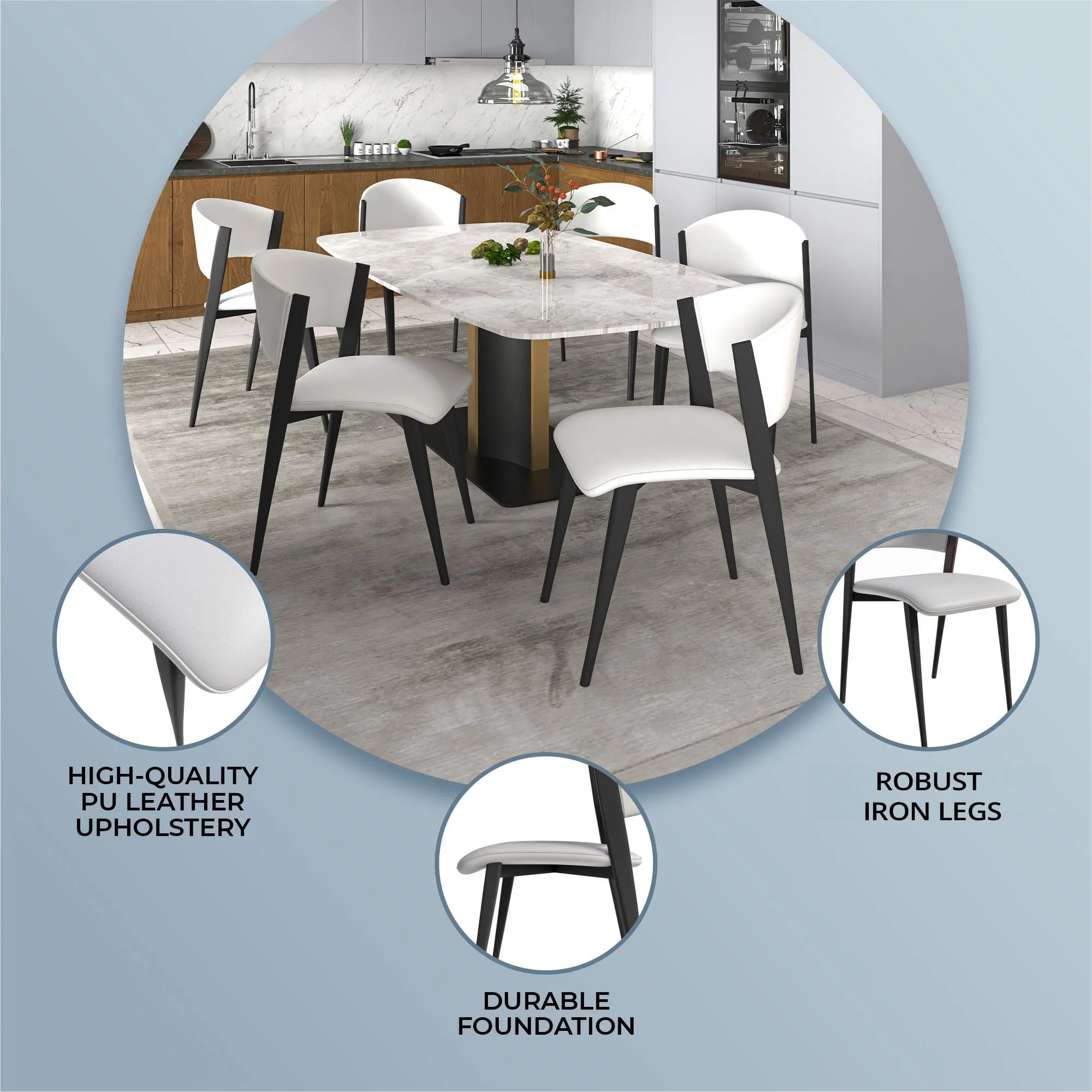 Aspen Collection Modern Dining Chair Black Frame in White