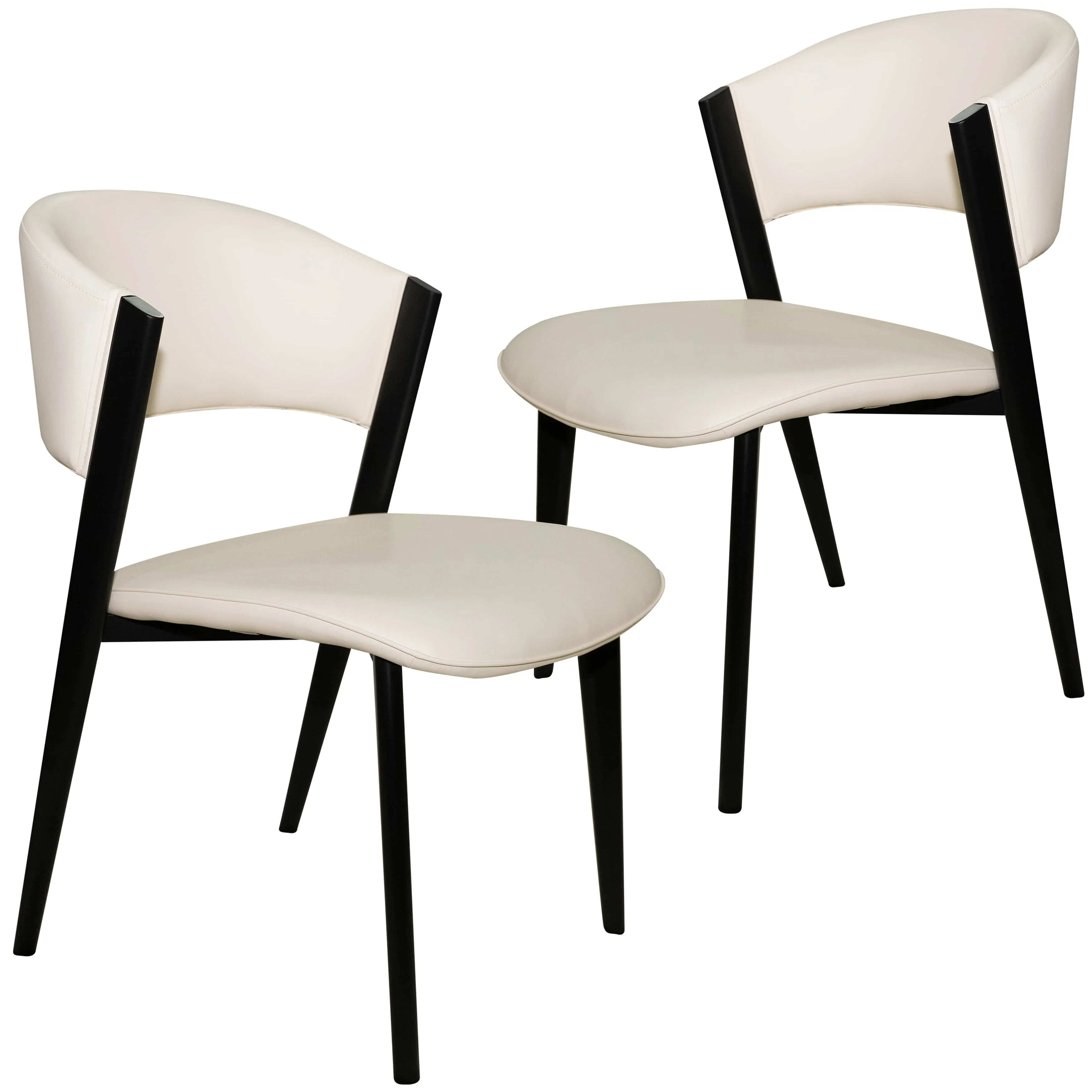 Aspen Collection Modern Dining Chair Black Frame in White Set of 2