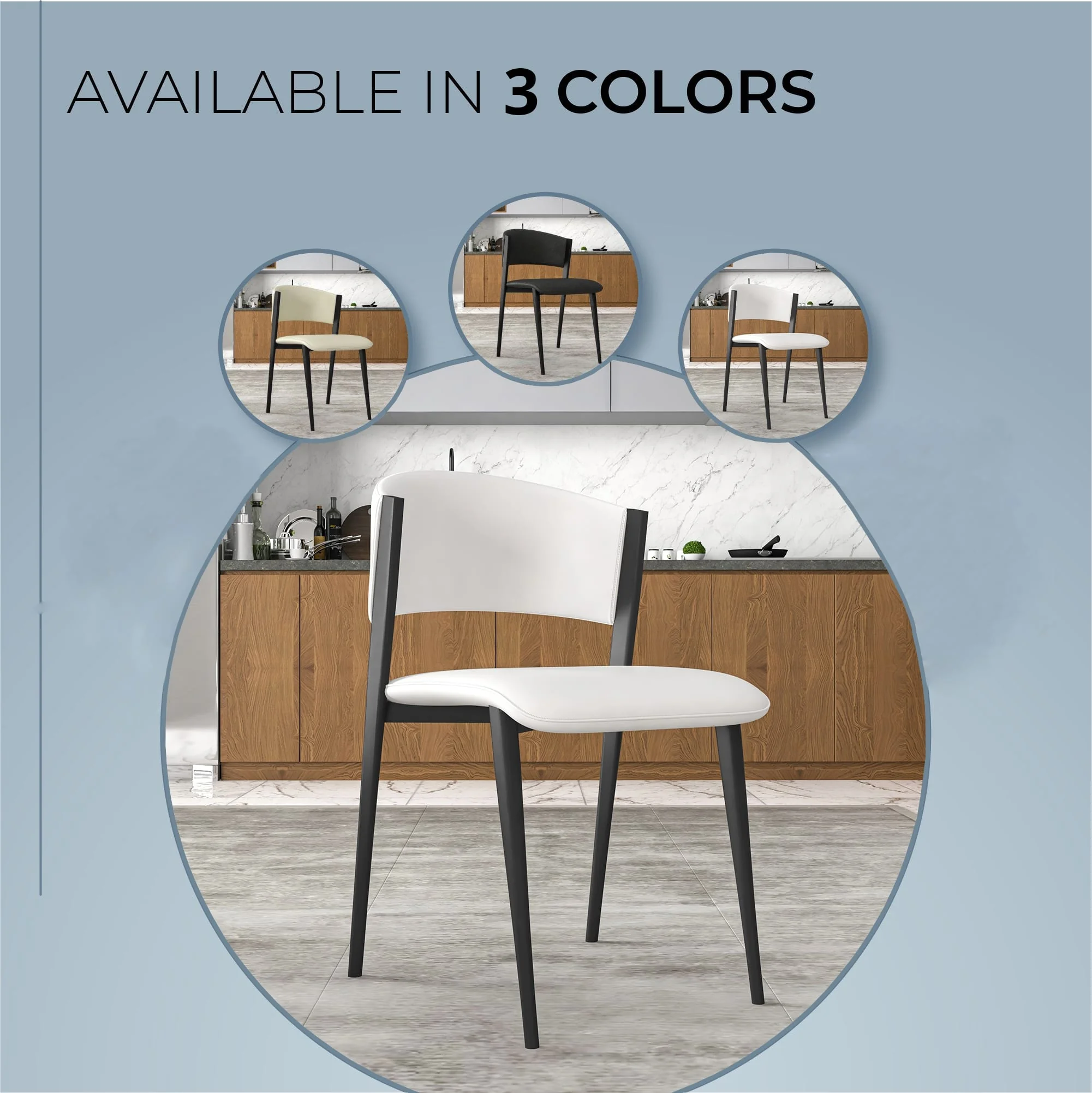 Aspen Collection Modern Dining Chair Black Frame in White Set of 4