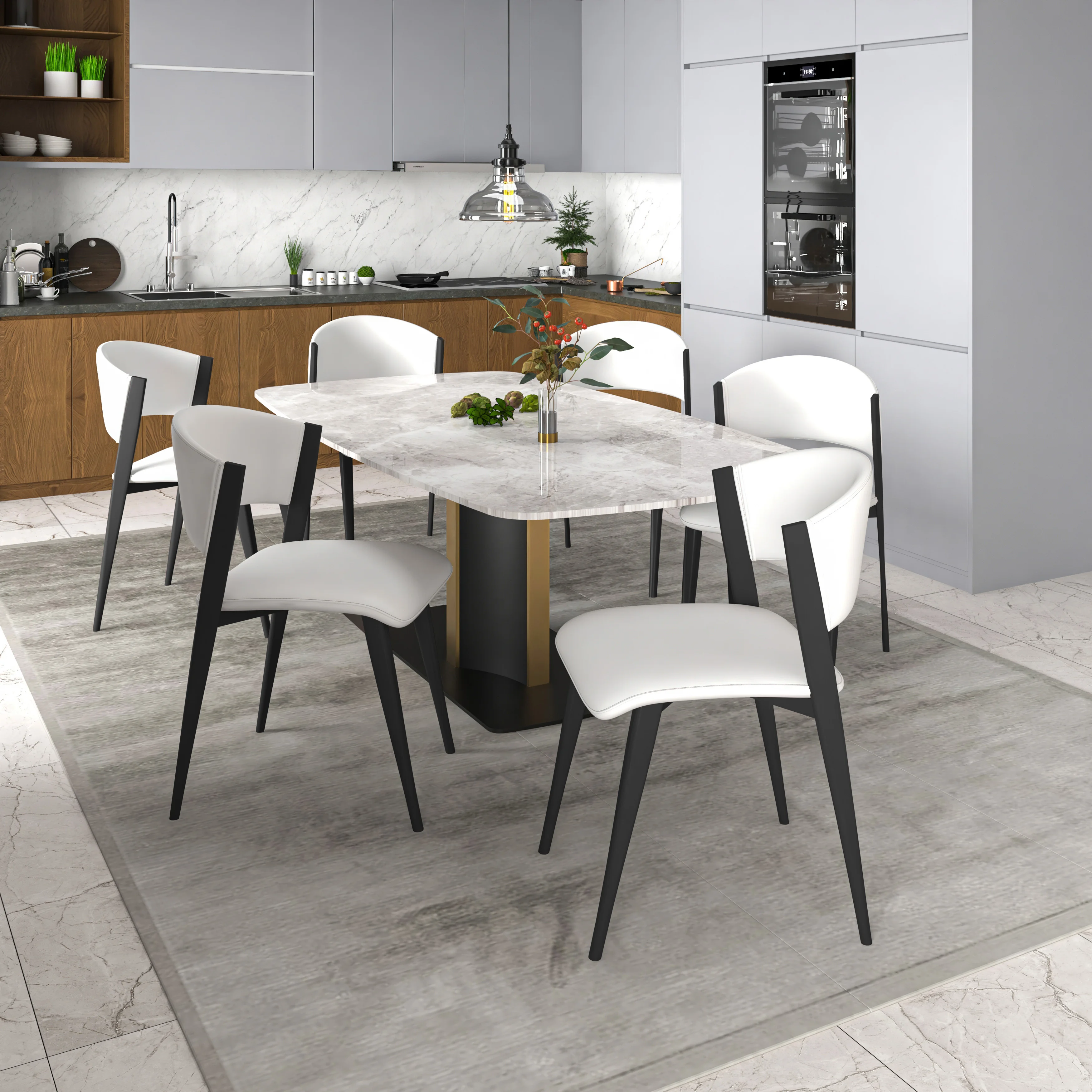Aspen Collection Modern Dining Chair Black Frame in White Set of 4
