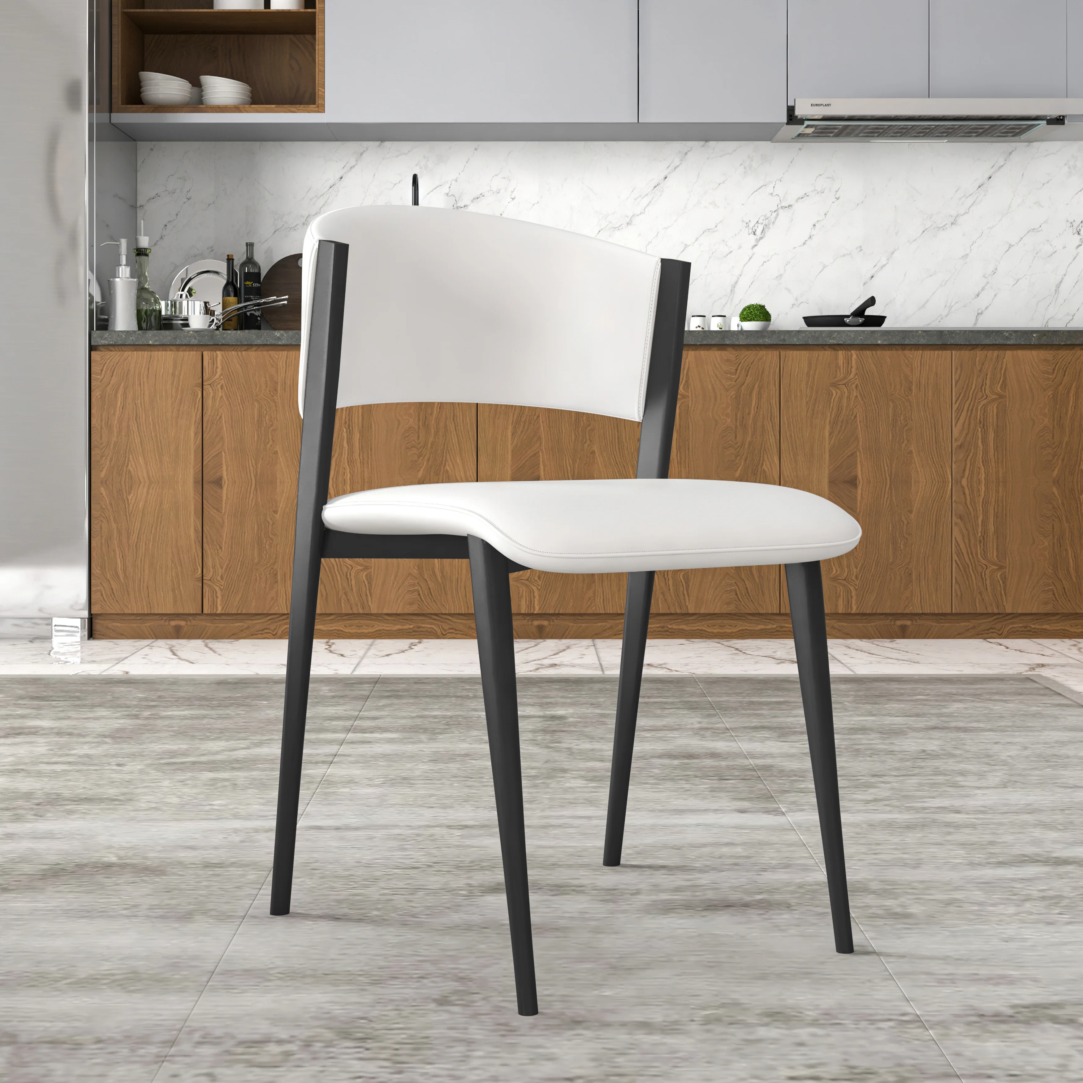 Aspen Collection Modern Dining Chair Black Frame in White Set of 4