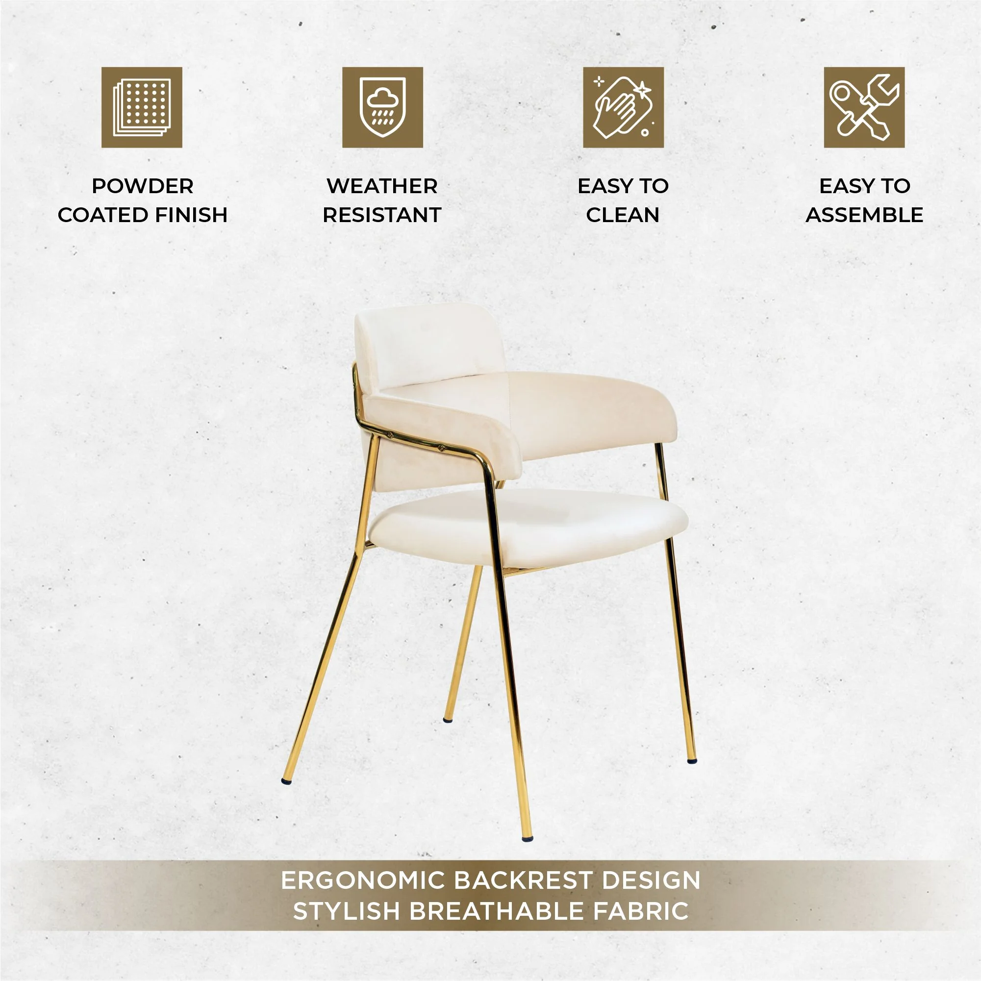 Axis Collection Modern Gold Dining Chair in Beige