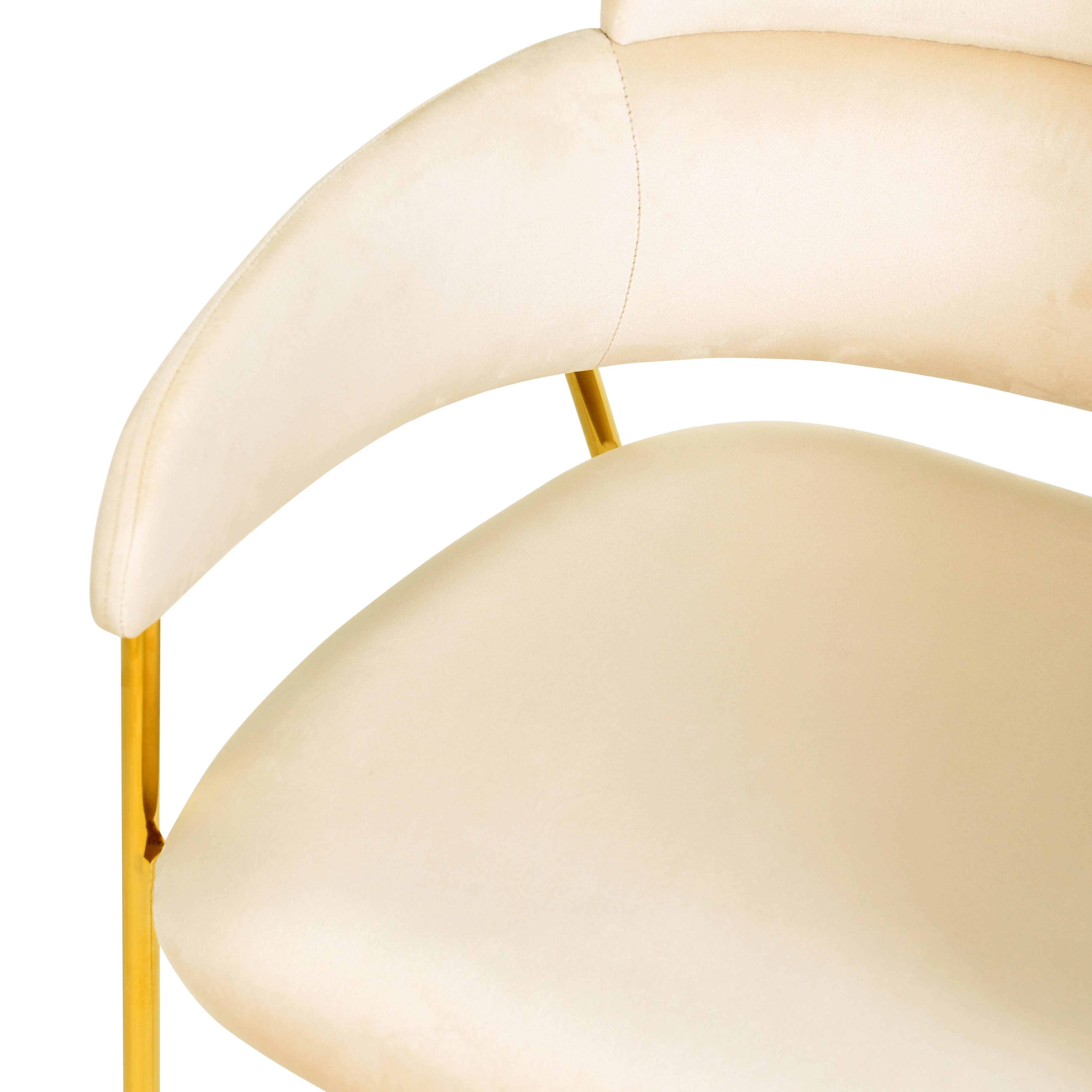 Axis Collection Modern Gold Dining Chair in Beige - Set of 2