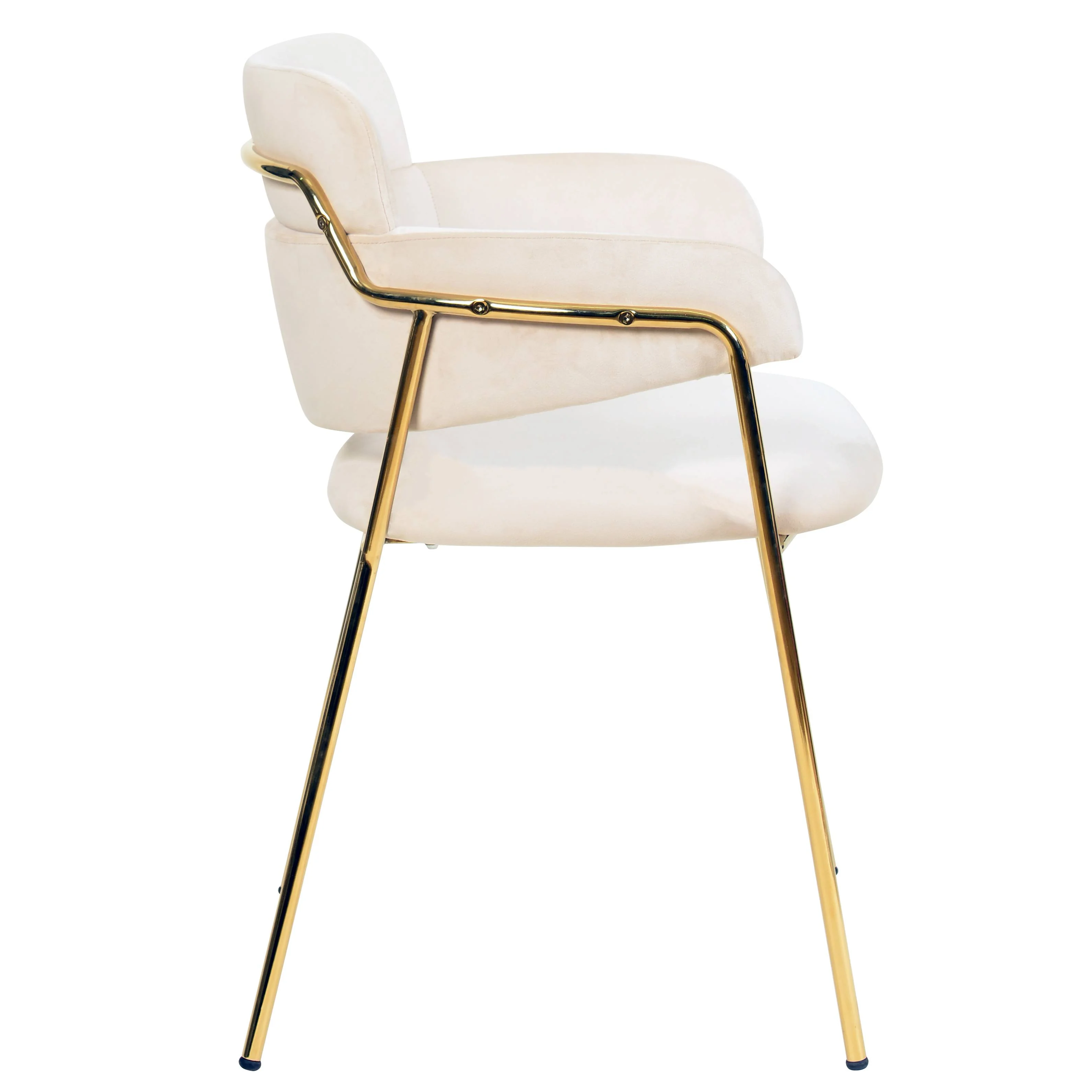 Axis Collection Modern Gold Dining Chair in Beige - Set of 2